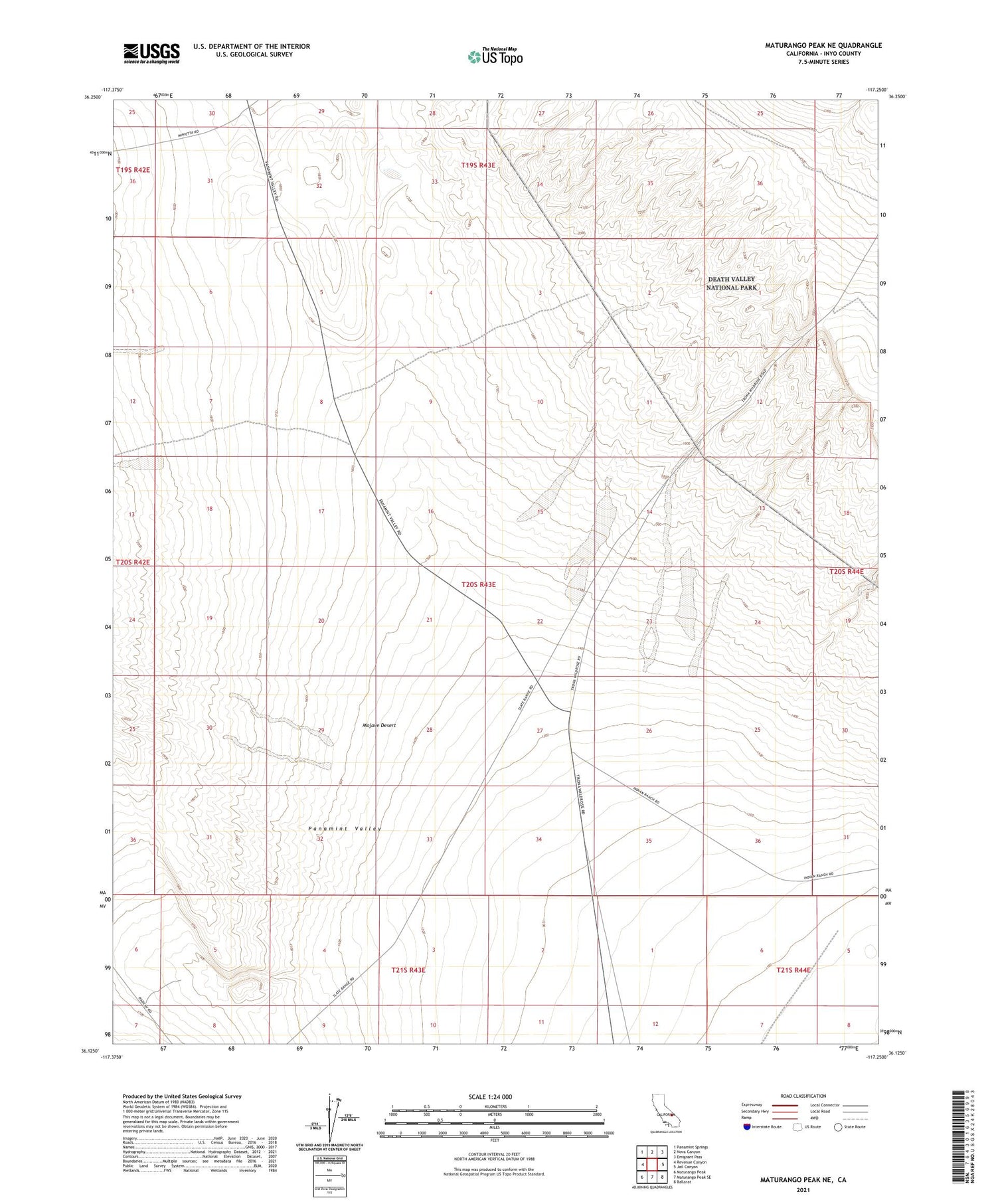 Maturango Peak NE California US Topo Map Image