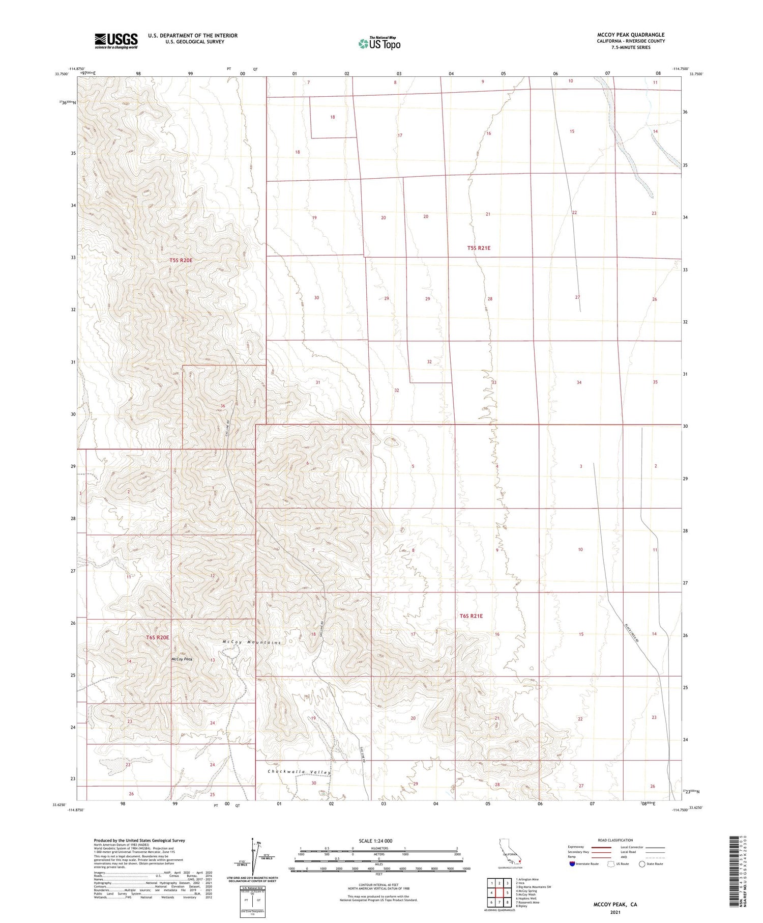 McCoy Peak California US Topo Map Image