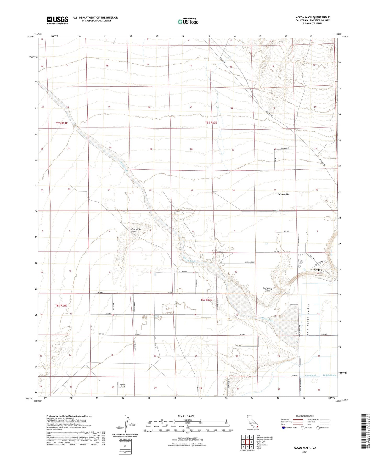 McCoy Wash California US Topo Map Image