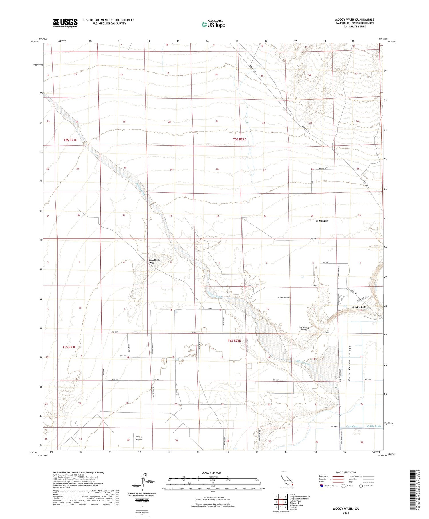 McCoy Wash California US Topo Map Image