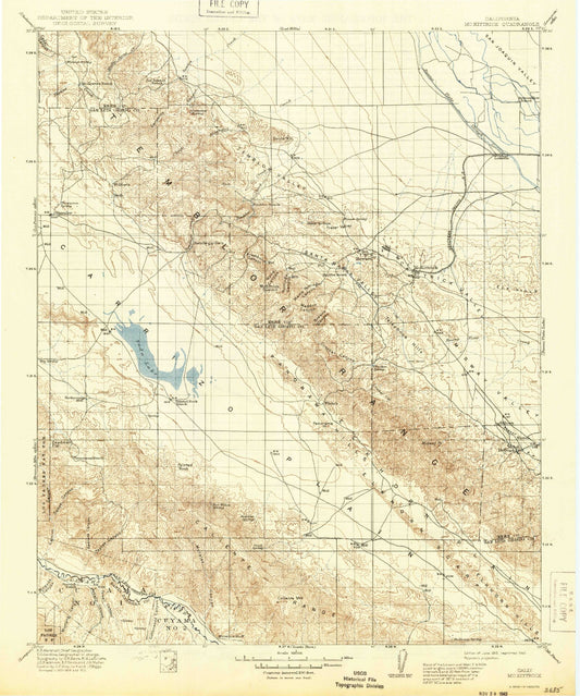 Historic 1912 McKittrick California 30'x30' Topo Map Image