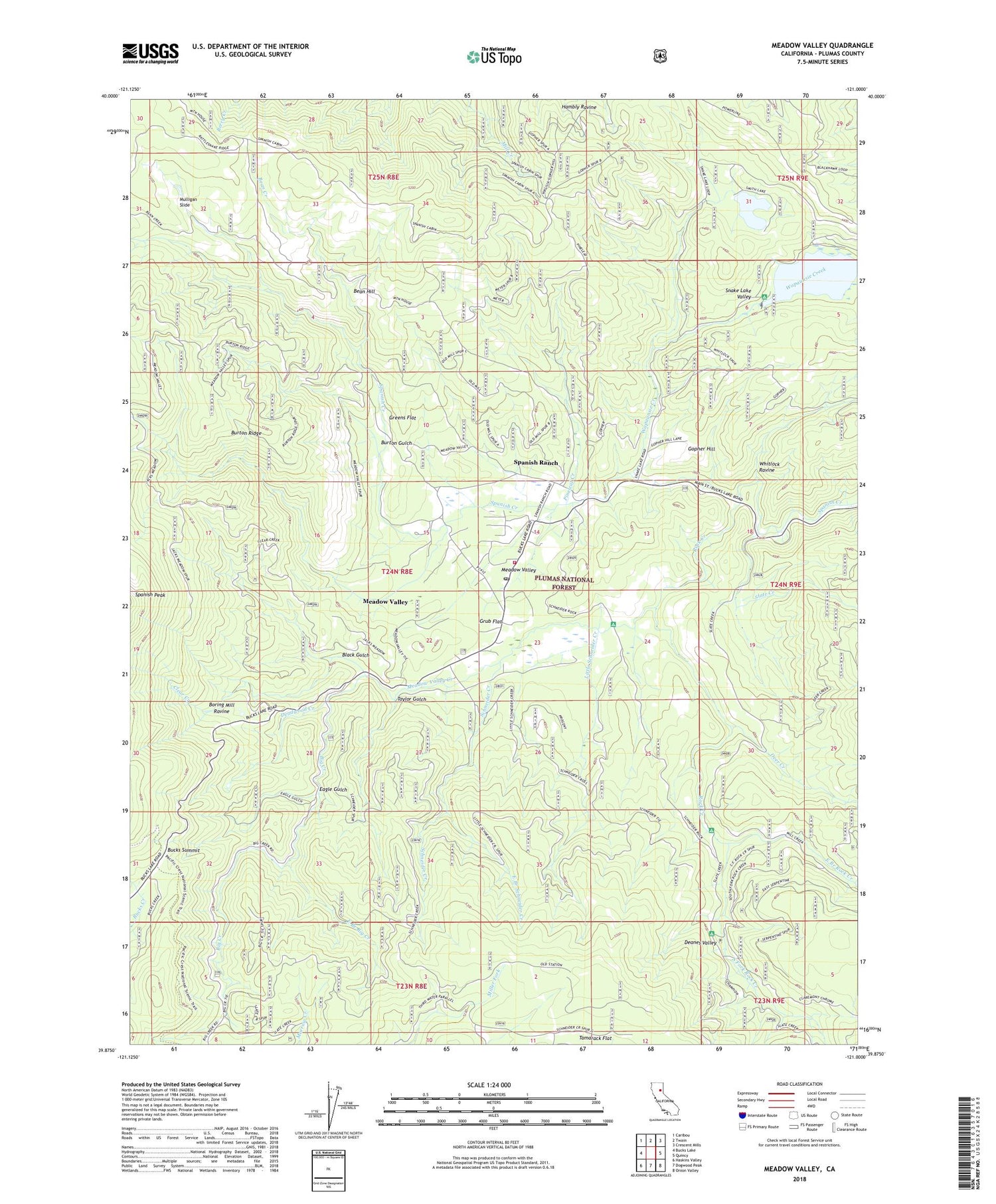 Meadow Valley California US Topo Map Image