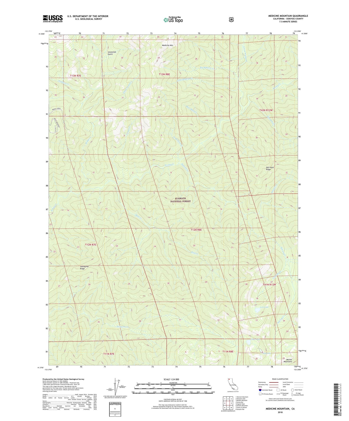 Medicine Mountain California US Topo Map Image