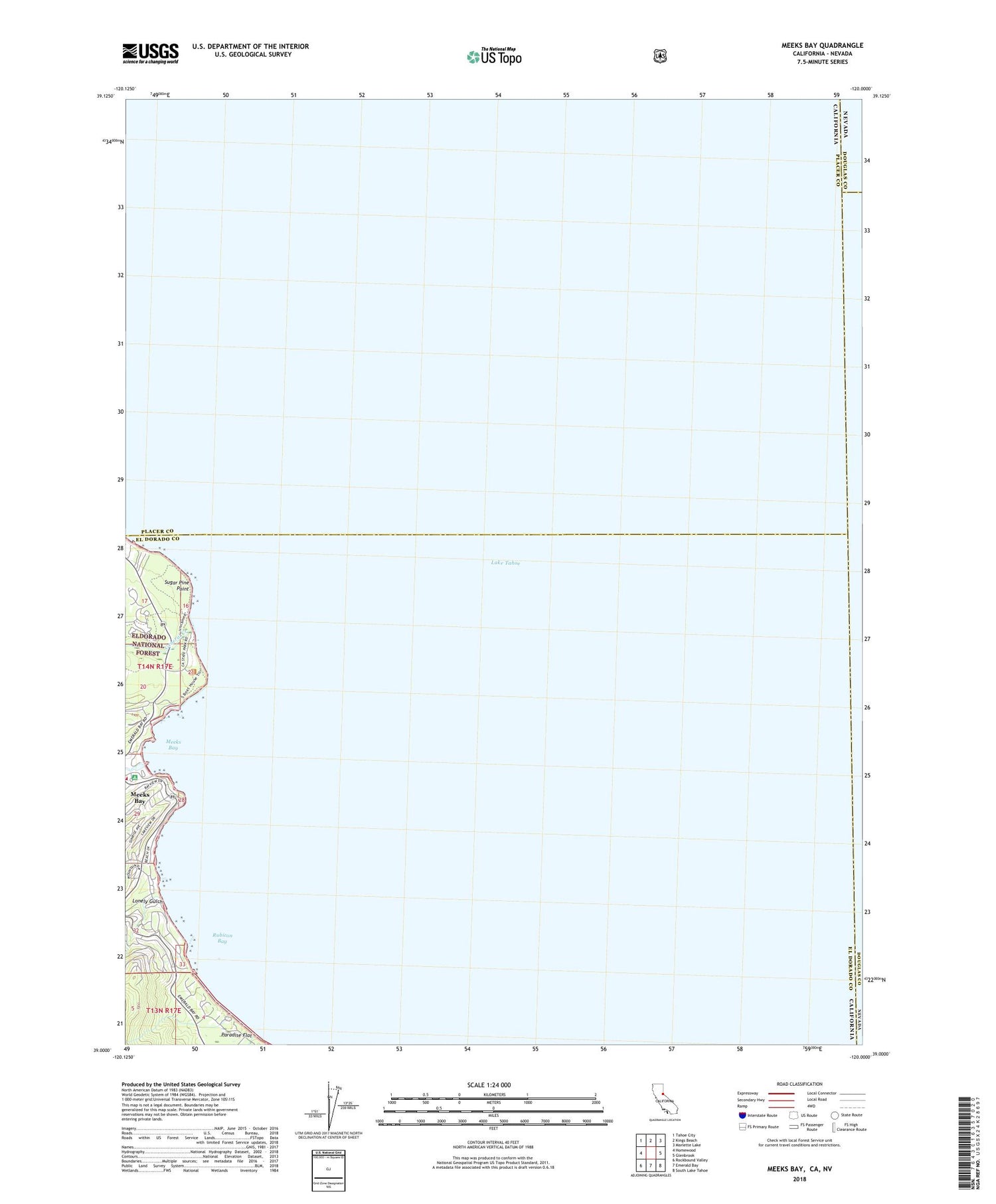 Meeks Bay California US Topo Map Image
