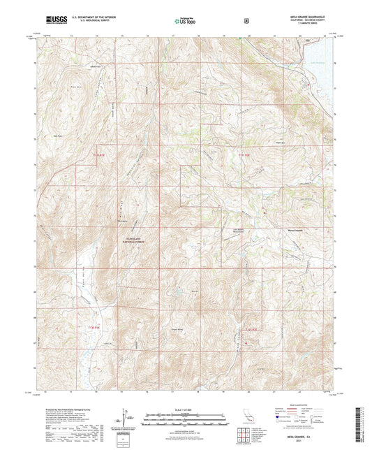 Mesa Grande California US Topo Map Image