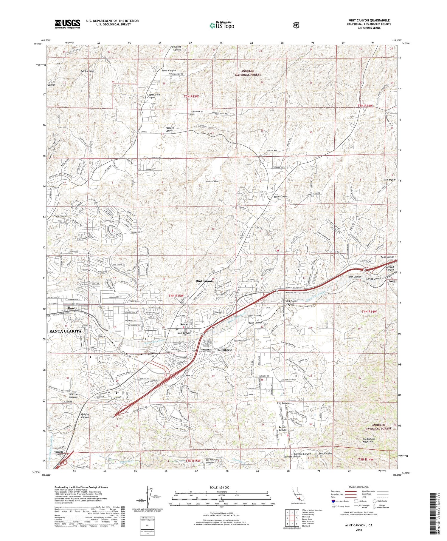 Mint Canyon California US Topo Map Image