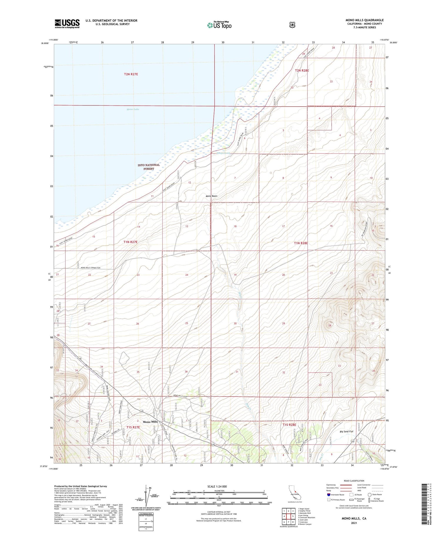Mono Mills California US Topo Map Image