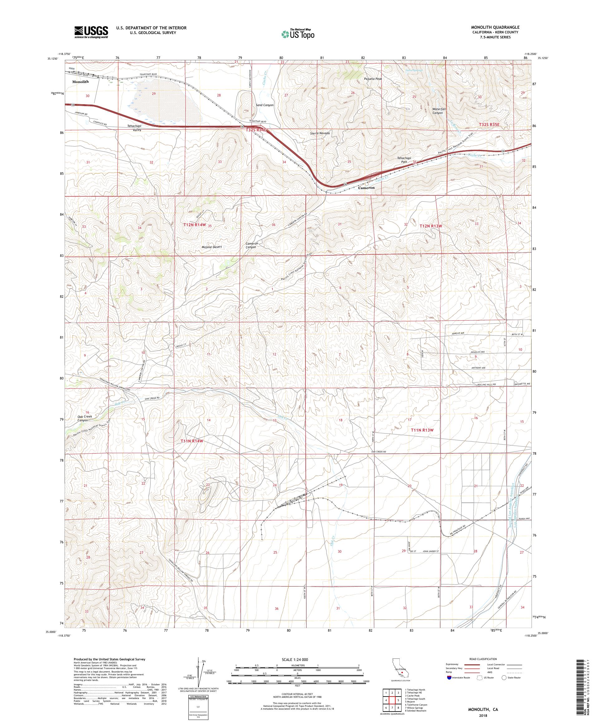 Monolith California US Topo Map – MyTopo Map Store