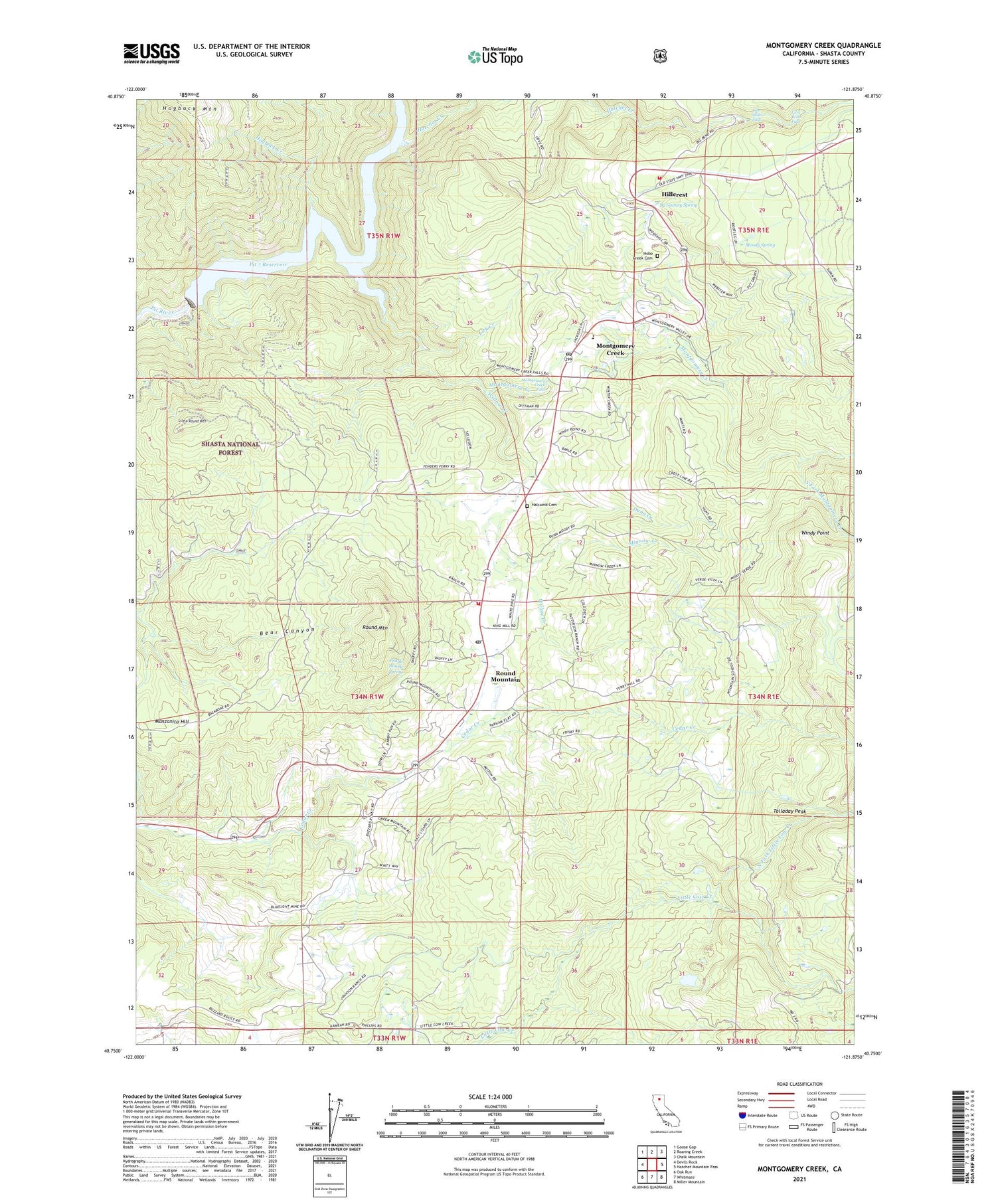 Montgomery Creek California US Topo Map Image