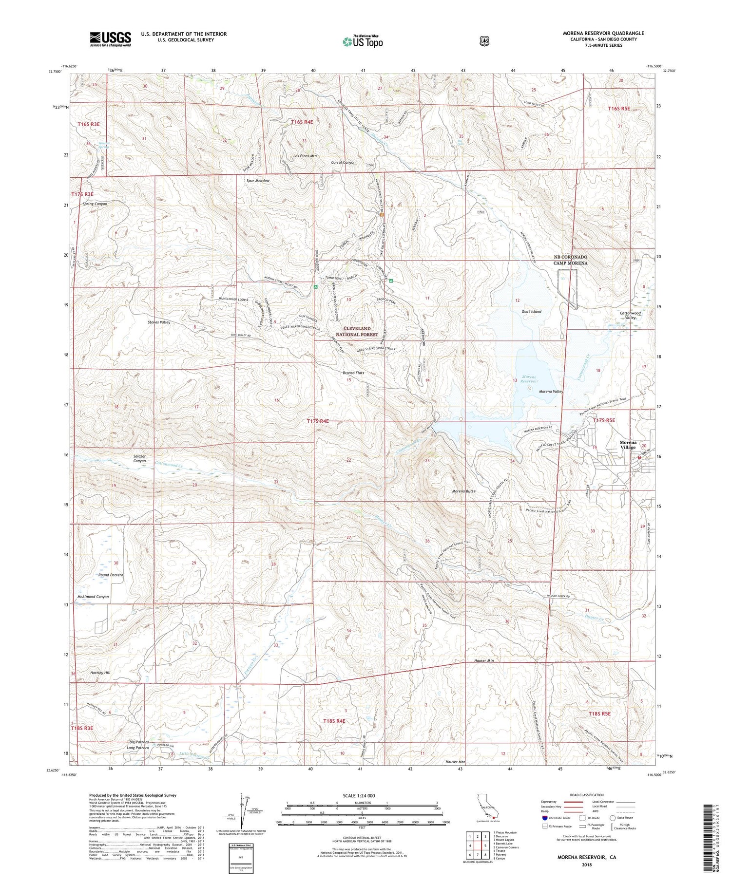 Morena Reservoir California US Topo Map Image