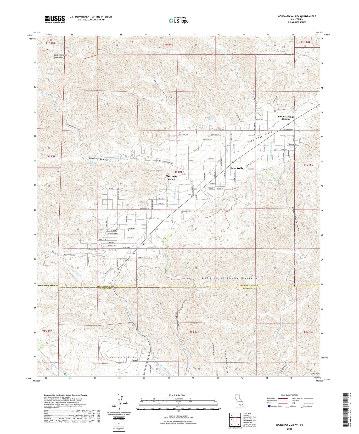 Morongo Valley California US Topo Map Image