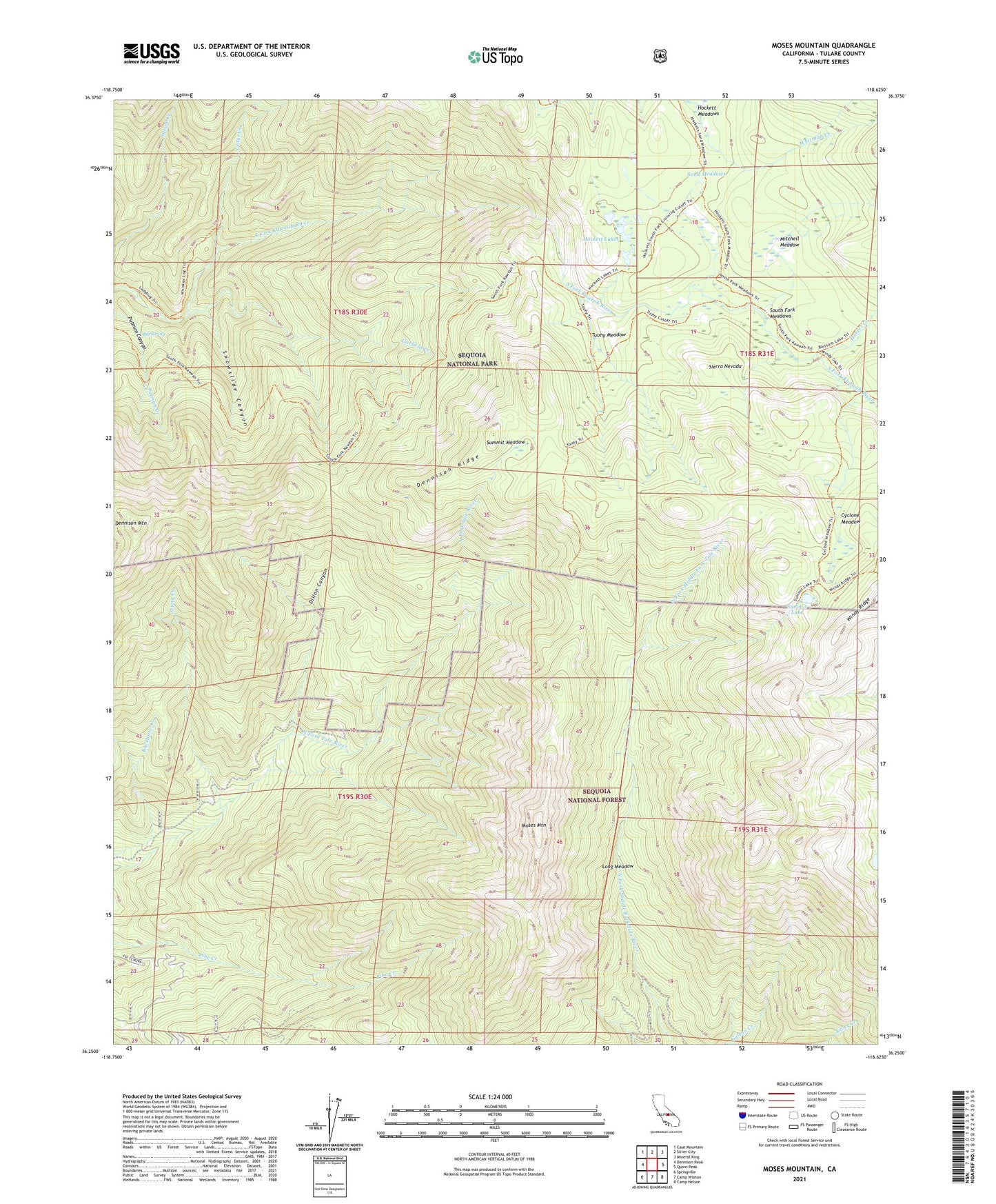 Moses Mountain California US Topo Map Image
