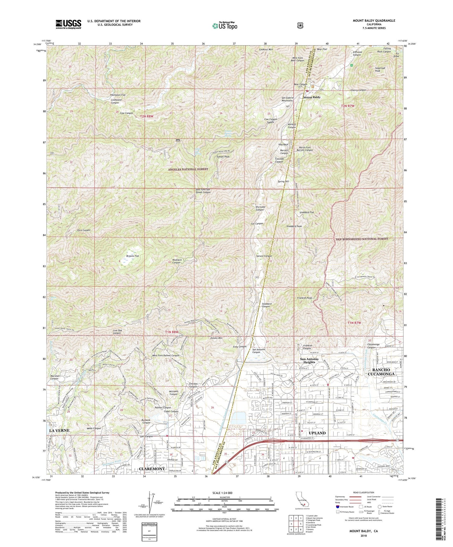 Mount Baldy California US Topo Map Image