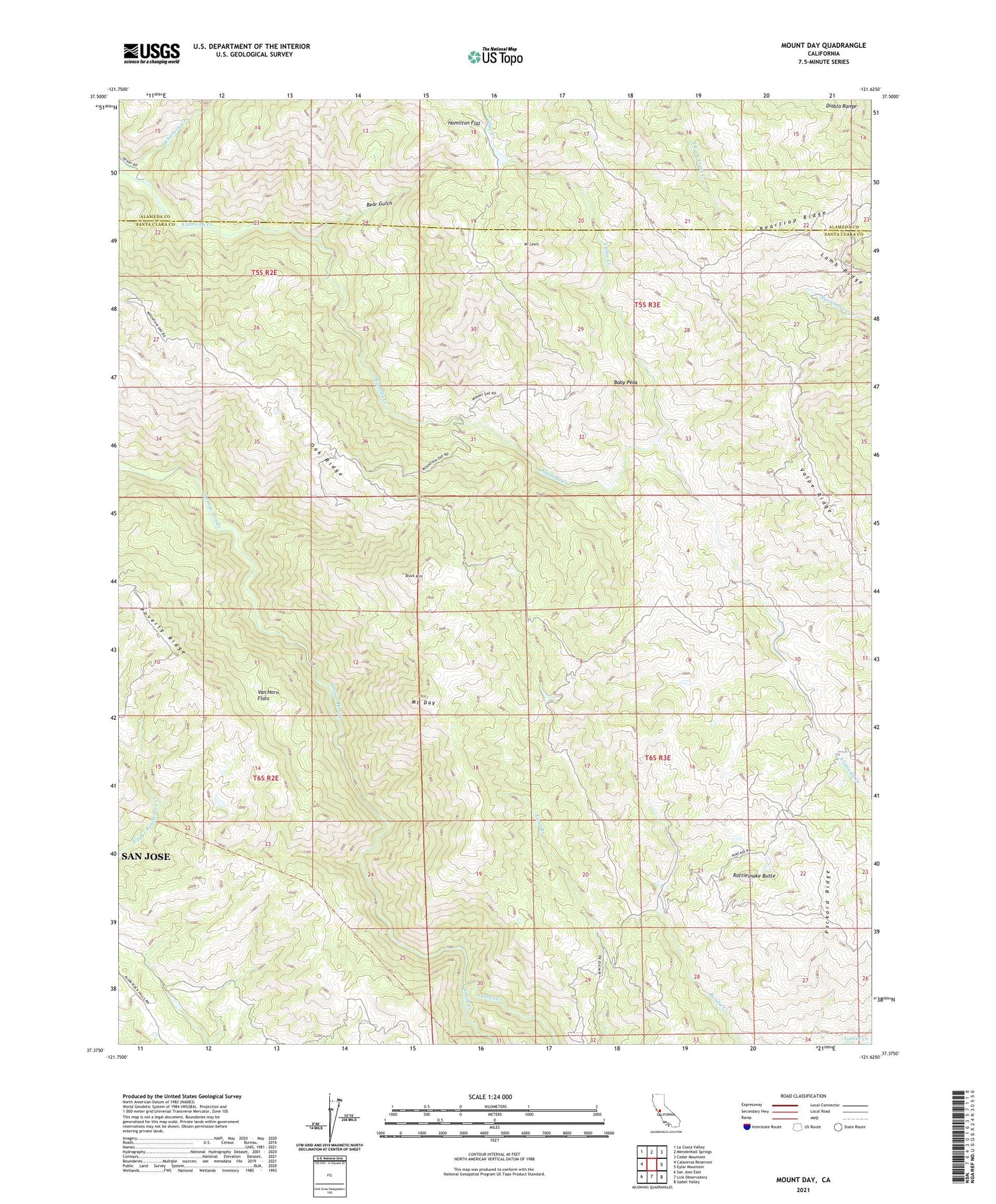 Mount Day California US Topo Map Image