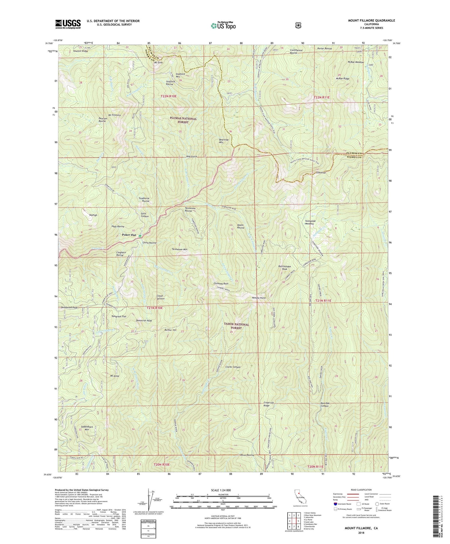 Mount Fillmore California US Topo Map Image
