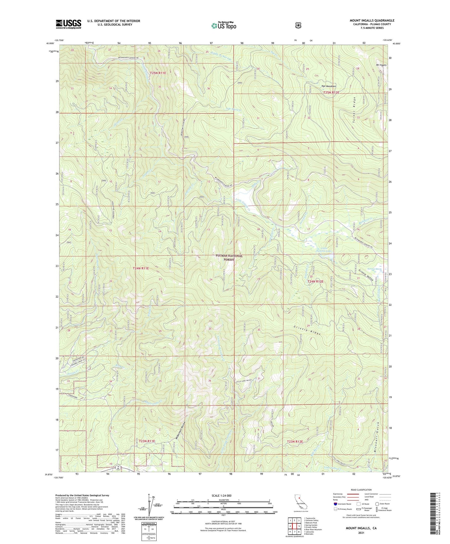 Mount Ingalls California US Topo Map Image