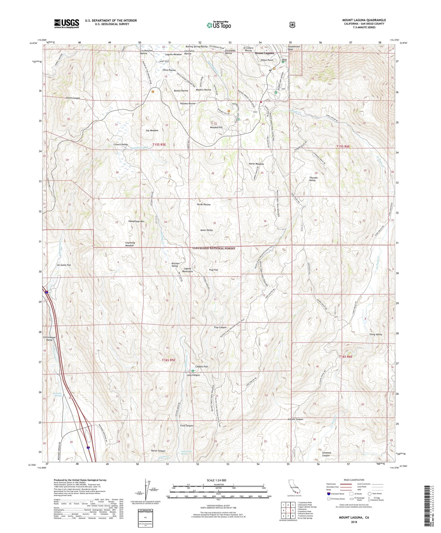 Mount Laguna California US Topo Map Image