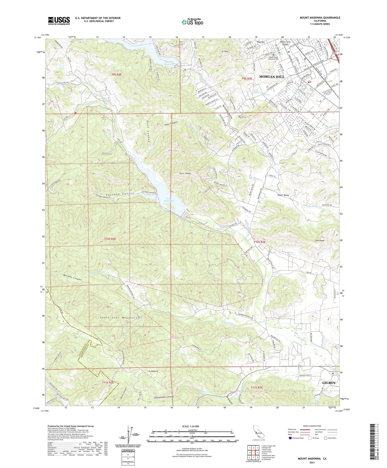 Mount Madonna California US Topo Map Image