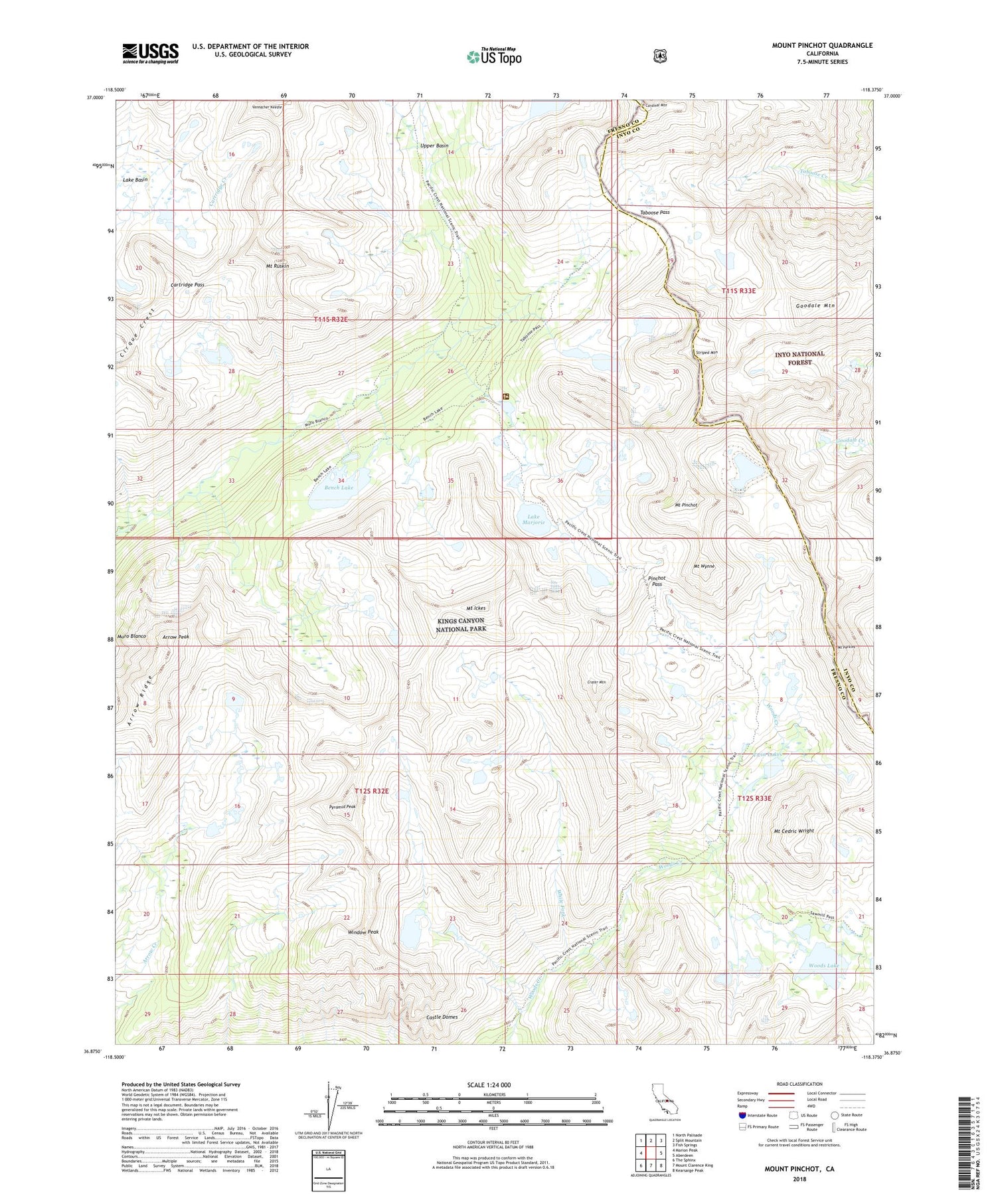 Mount Pinchot California US Topo Map Image
