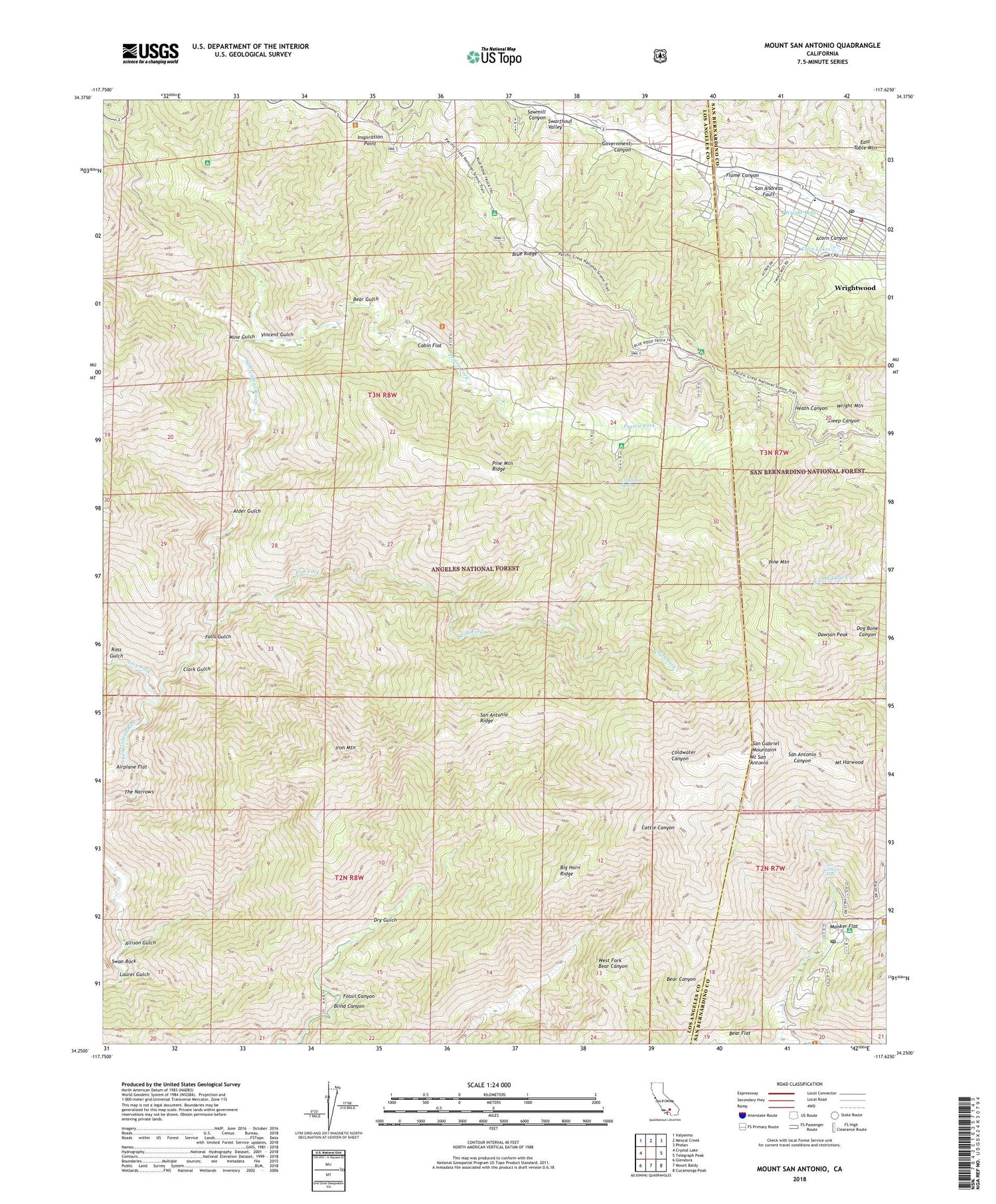 Mount San Antonio California US Topo Map Image