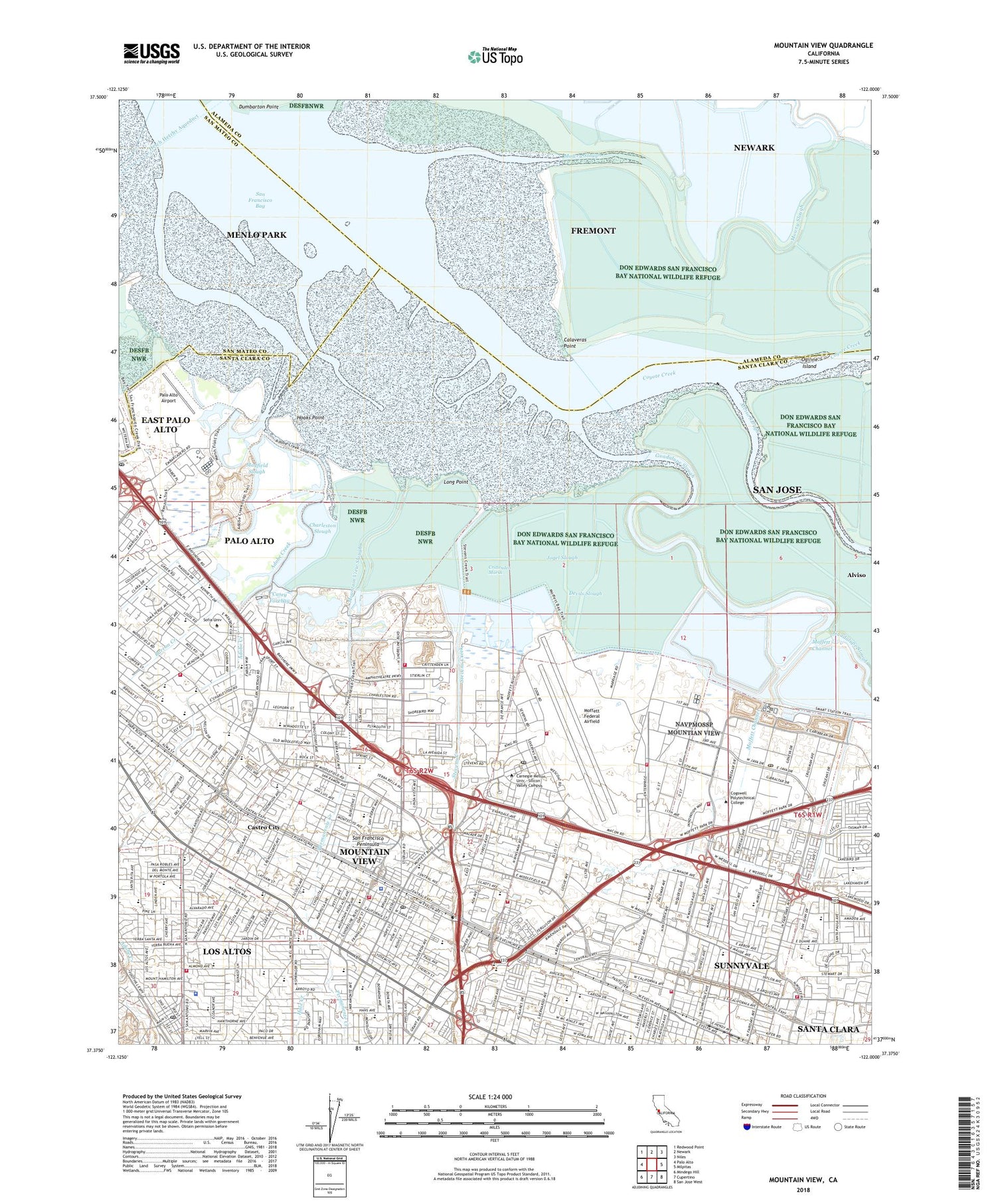 Mountain View California US Topo Map Image