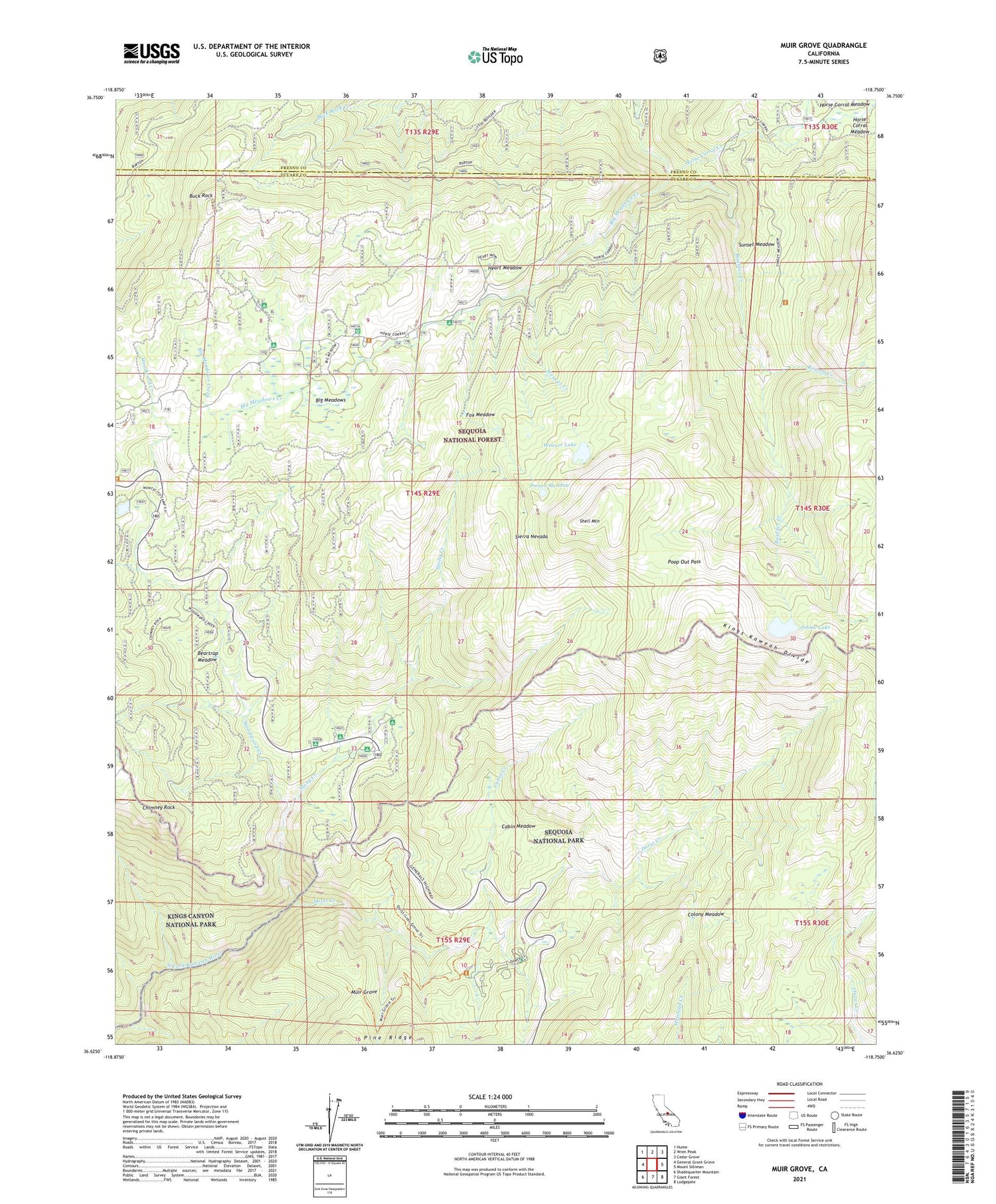 Muir Grove California US Topo Map Image