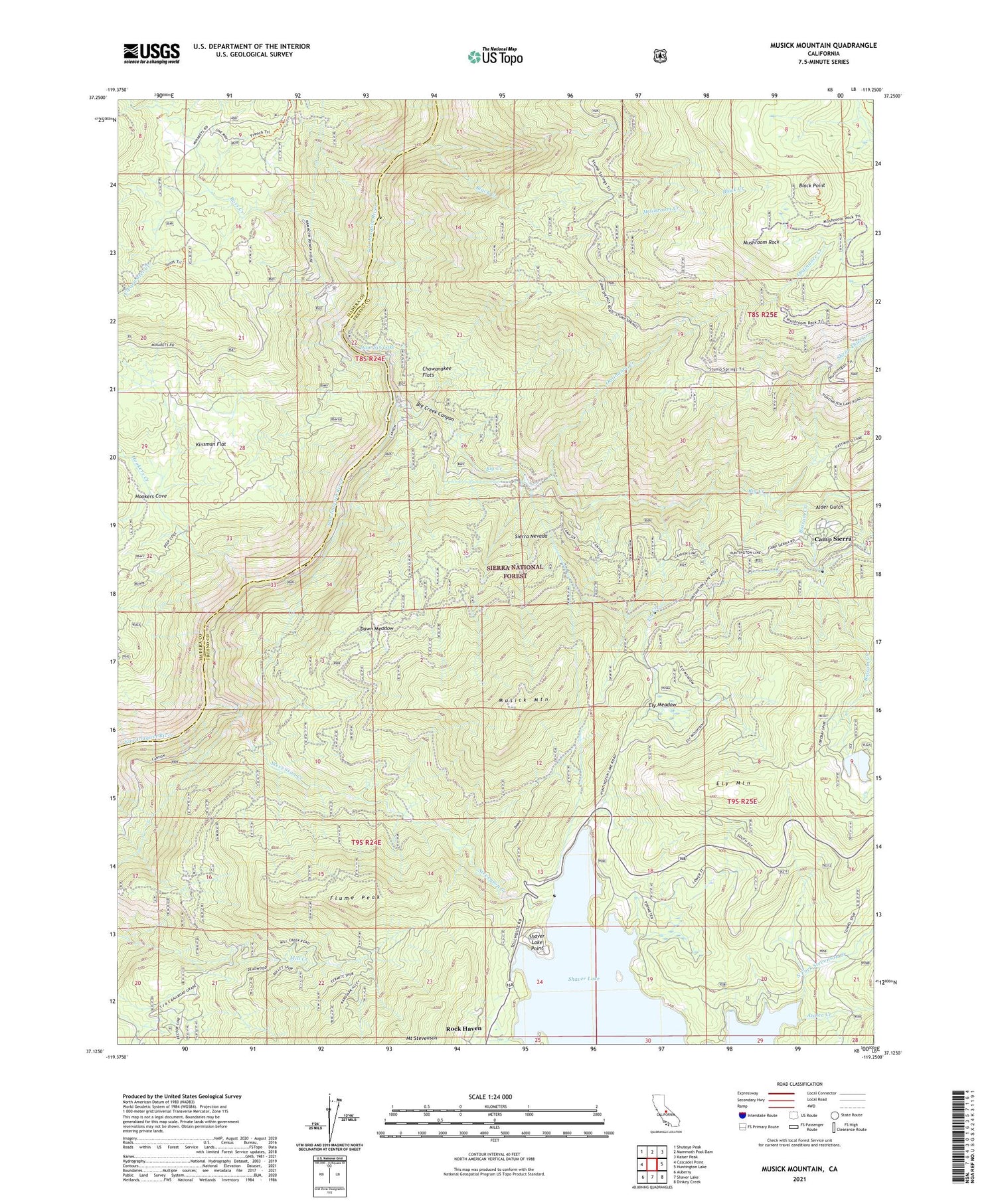 Musick Mountain California US Topo Map Image