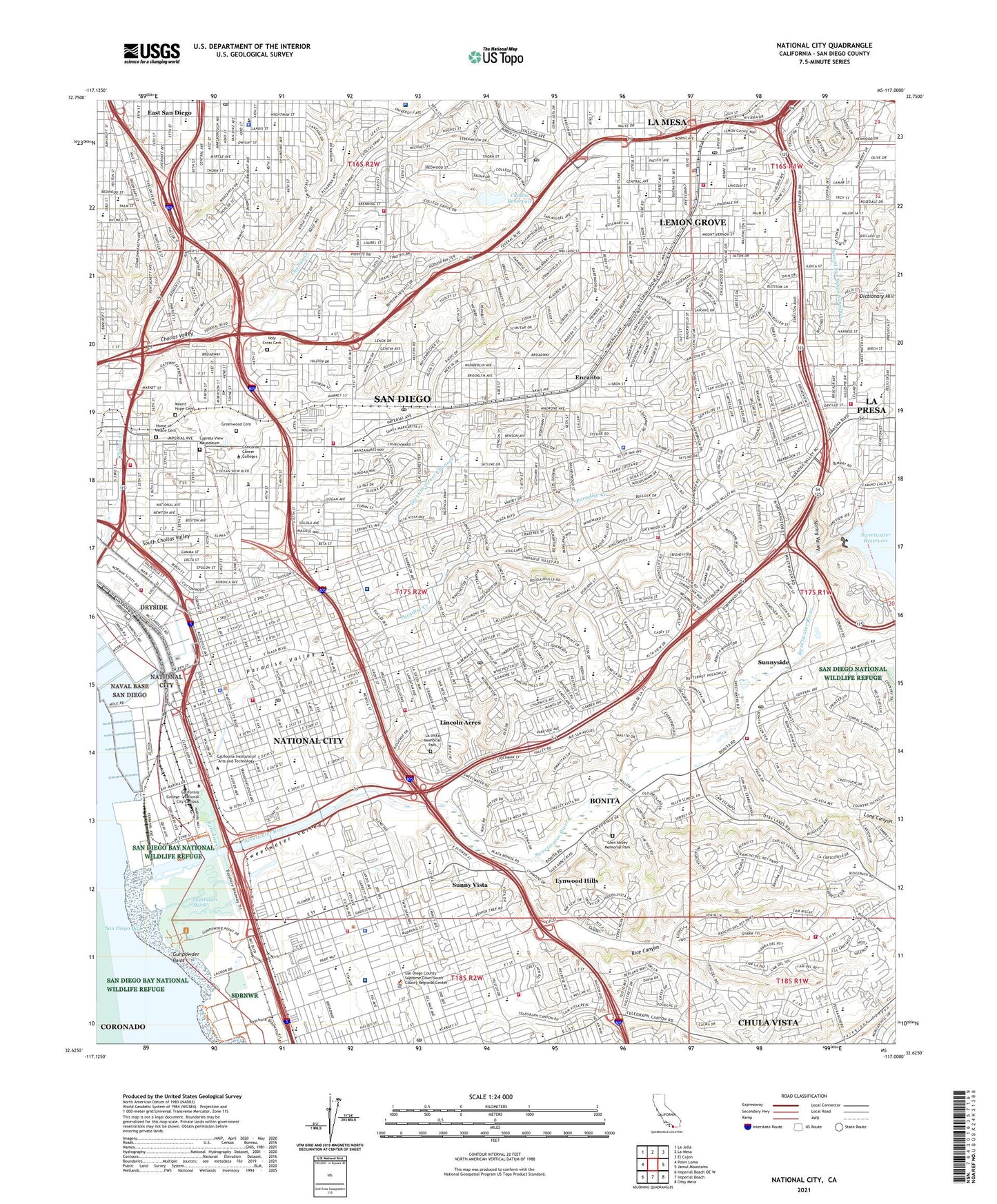 National City California US Topo Map Image