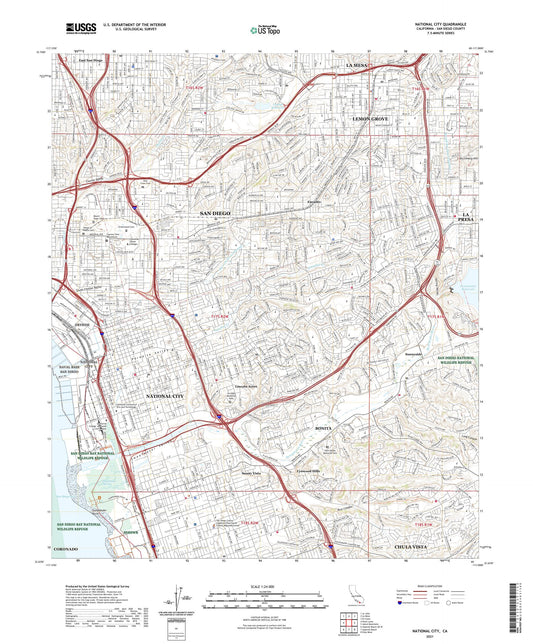 National City California US Topo Map Image