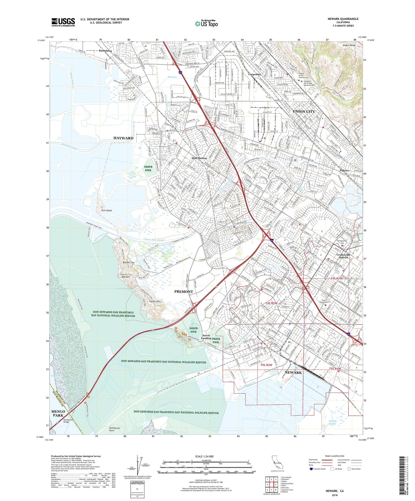 Newark California US Topo Map Image