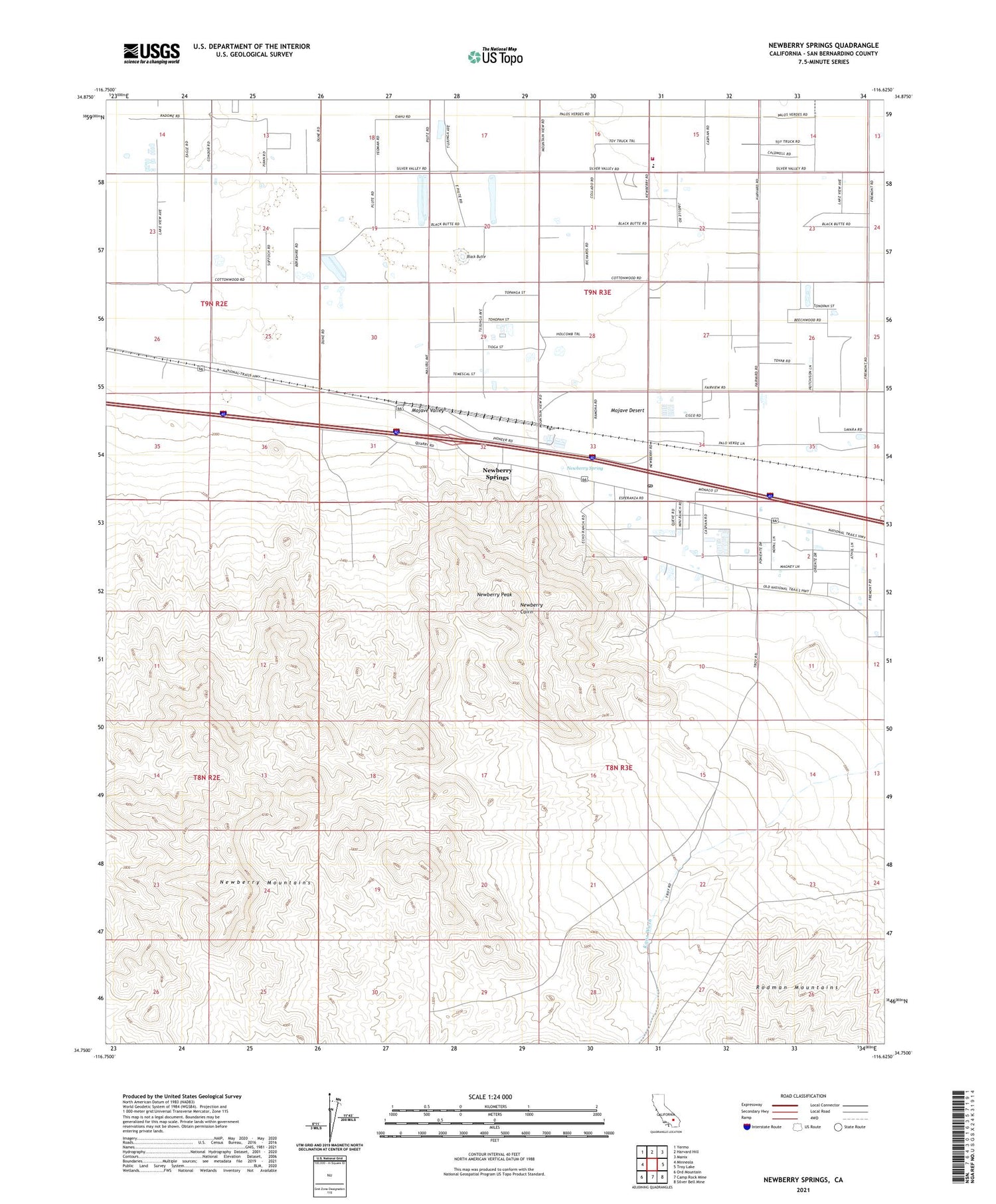 Newberry Springs California US Topo Map Image