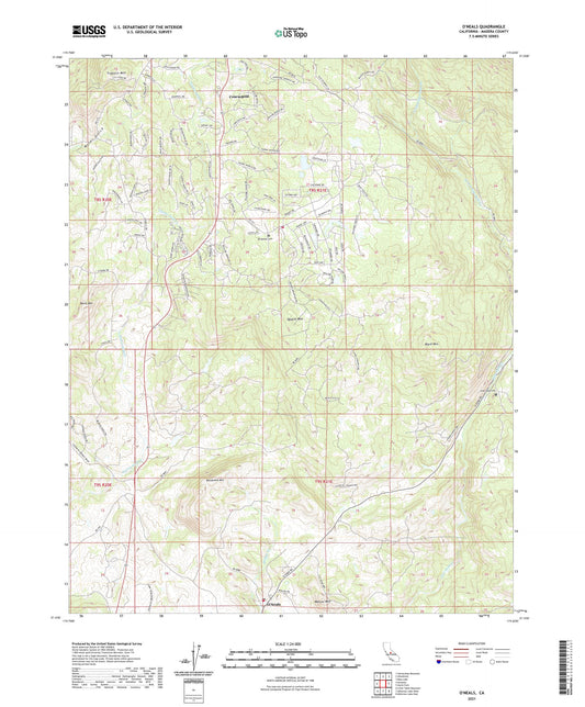 O'Neals California US Topo Map Image