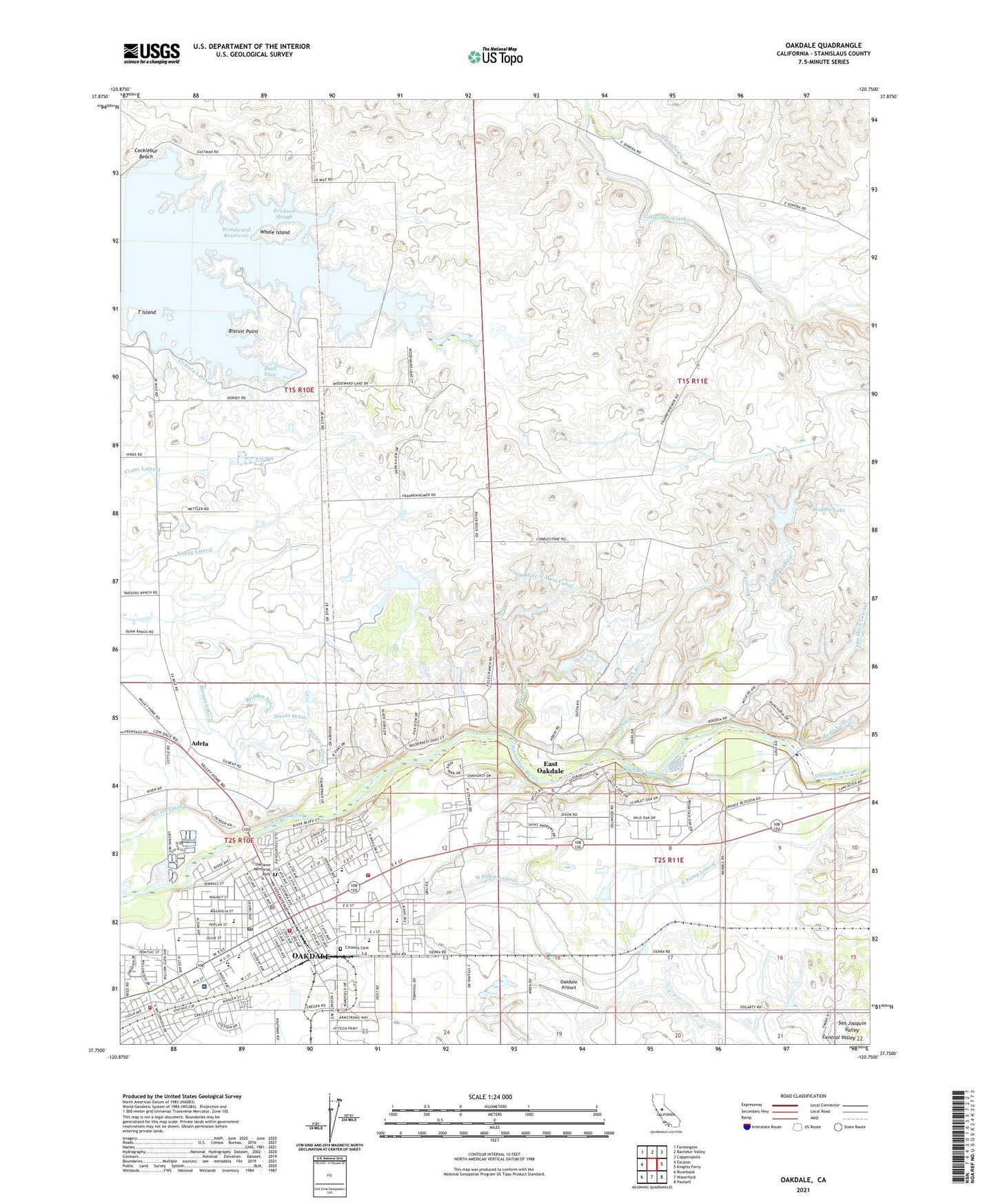 Oakdale California US Topo Map Image
