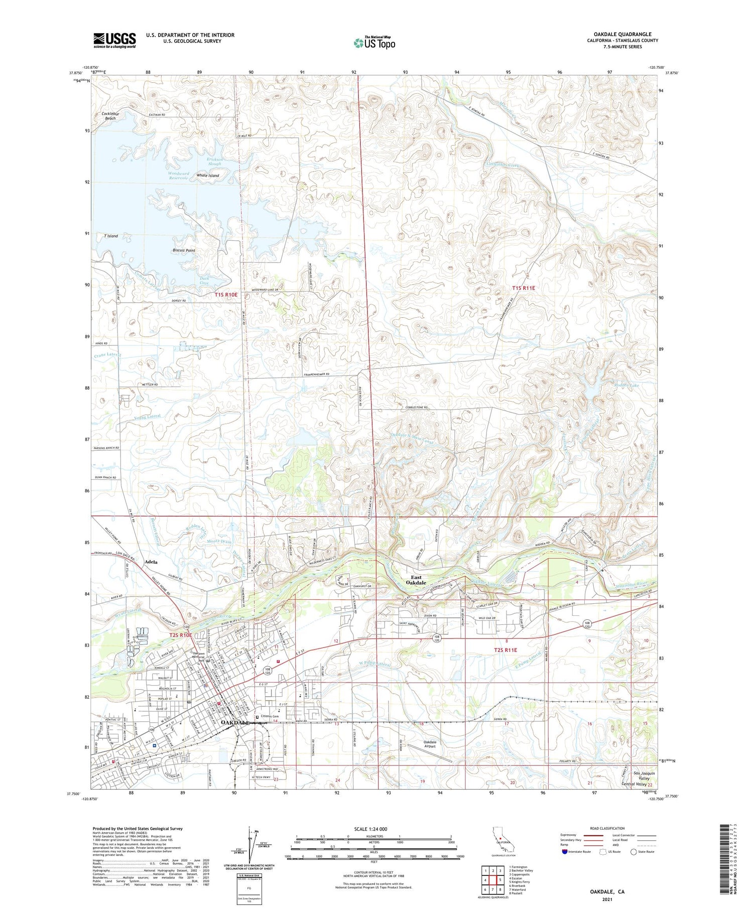 Oakdale California US Topo Map Image