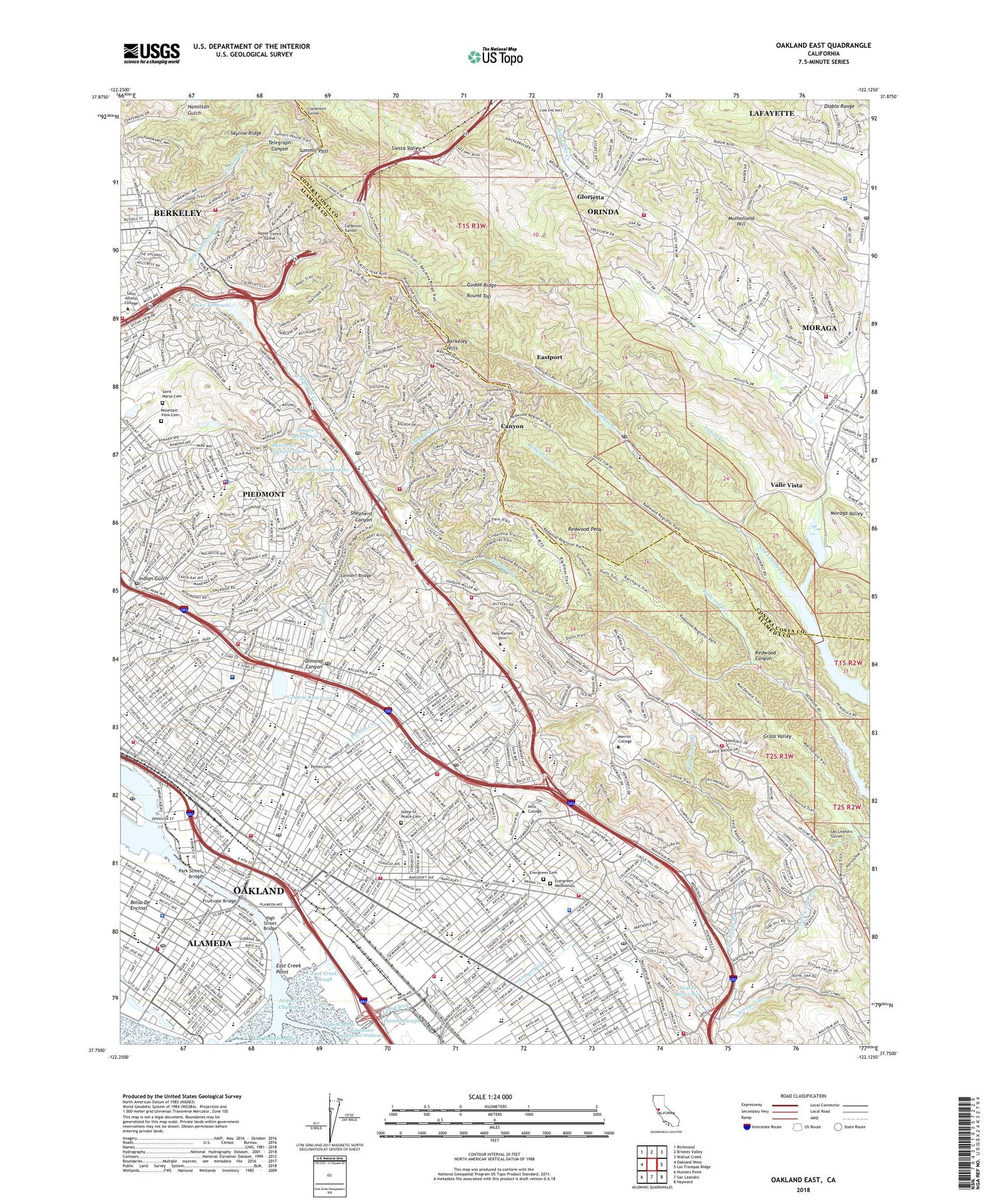 Oakland East California US Topo Map Image