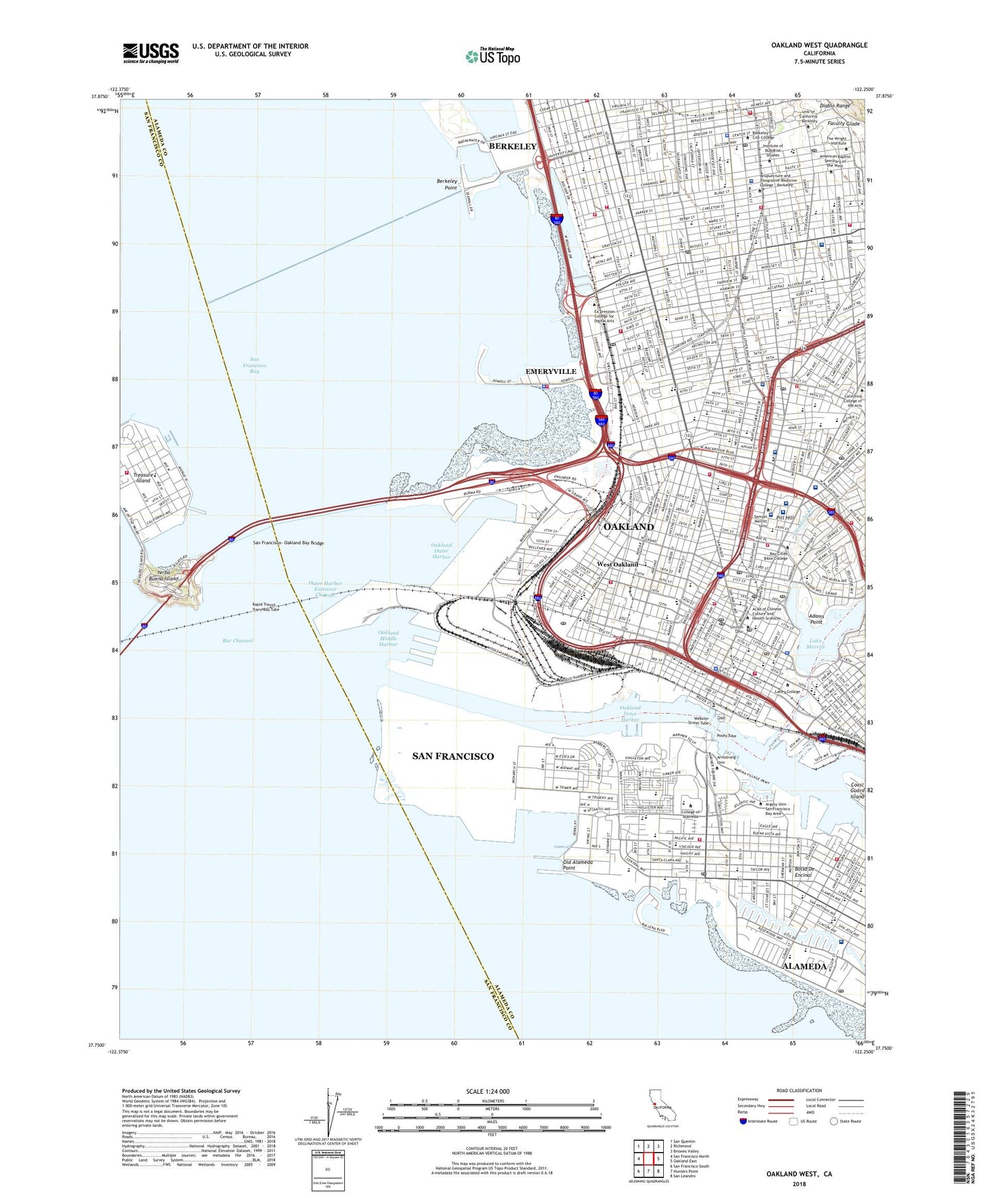 Oakland West California US Topo Map Image