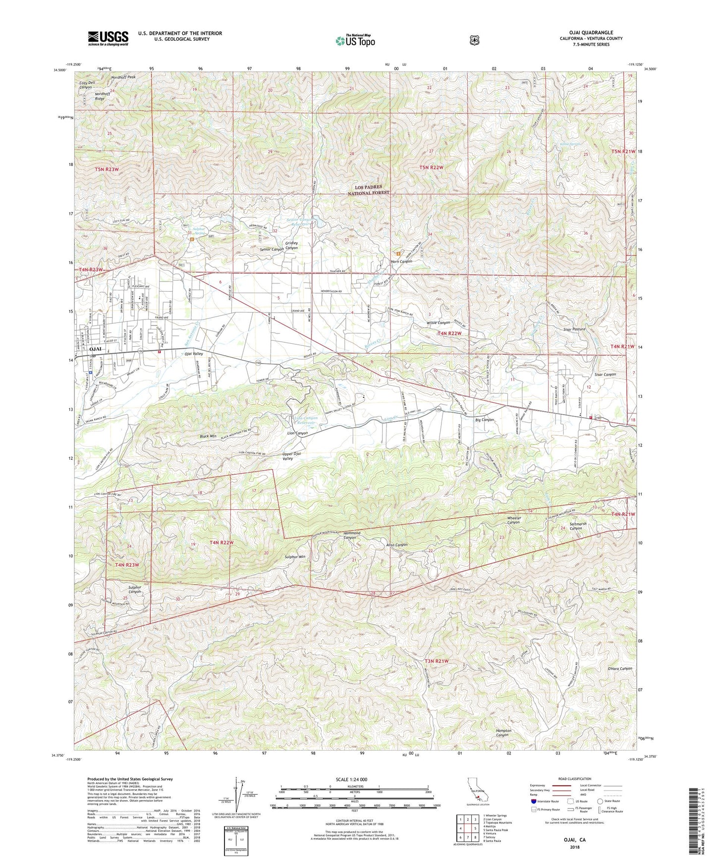 Ojai California US Topo Map Image