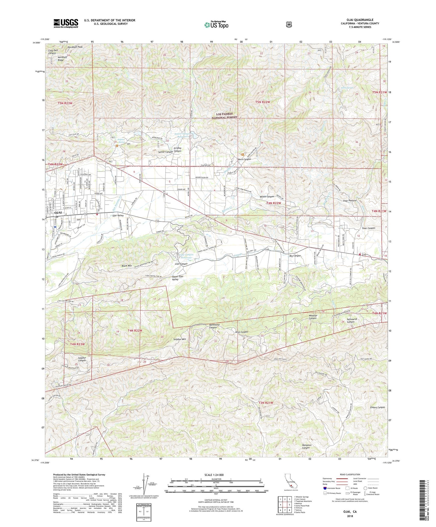 Ojai California US Topo Map Image