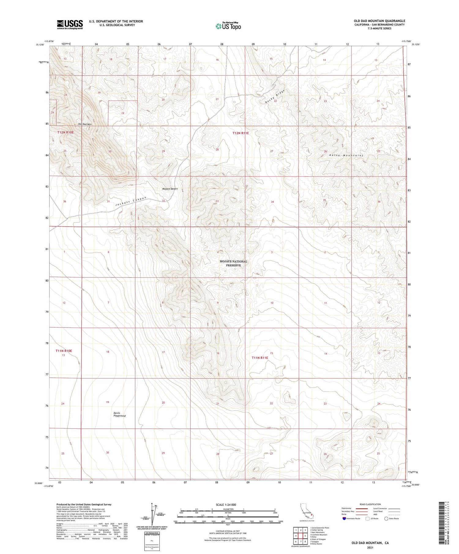 Old Dad Mountain California US Topo Map Image