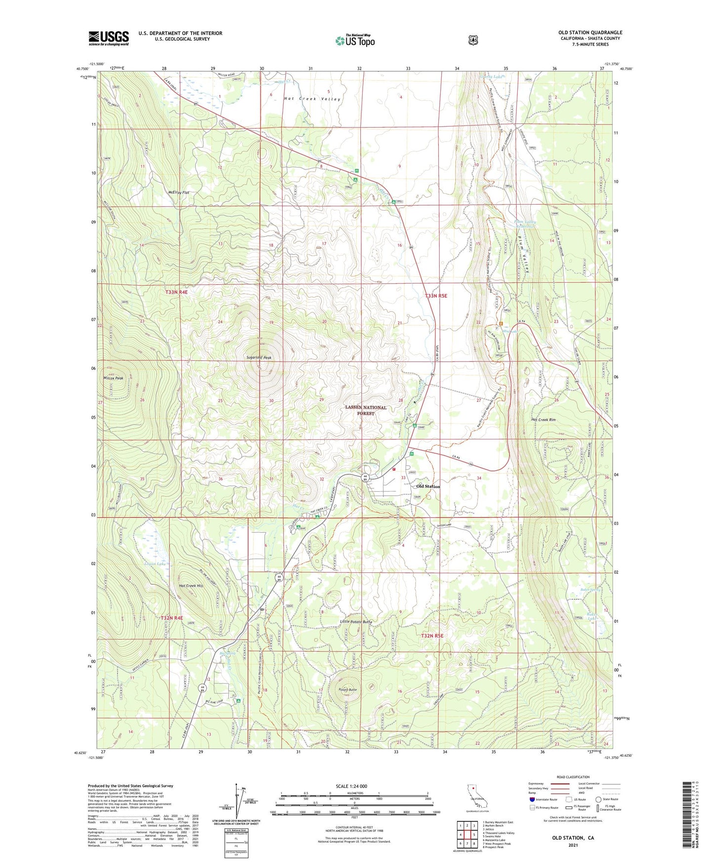 Old Station California US Topo Map Image