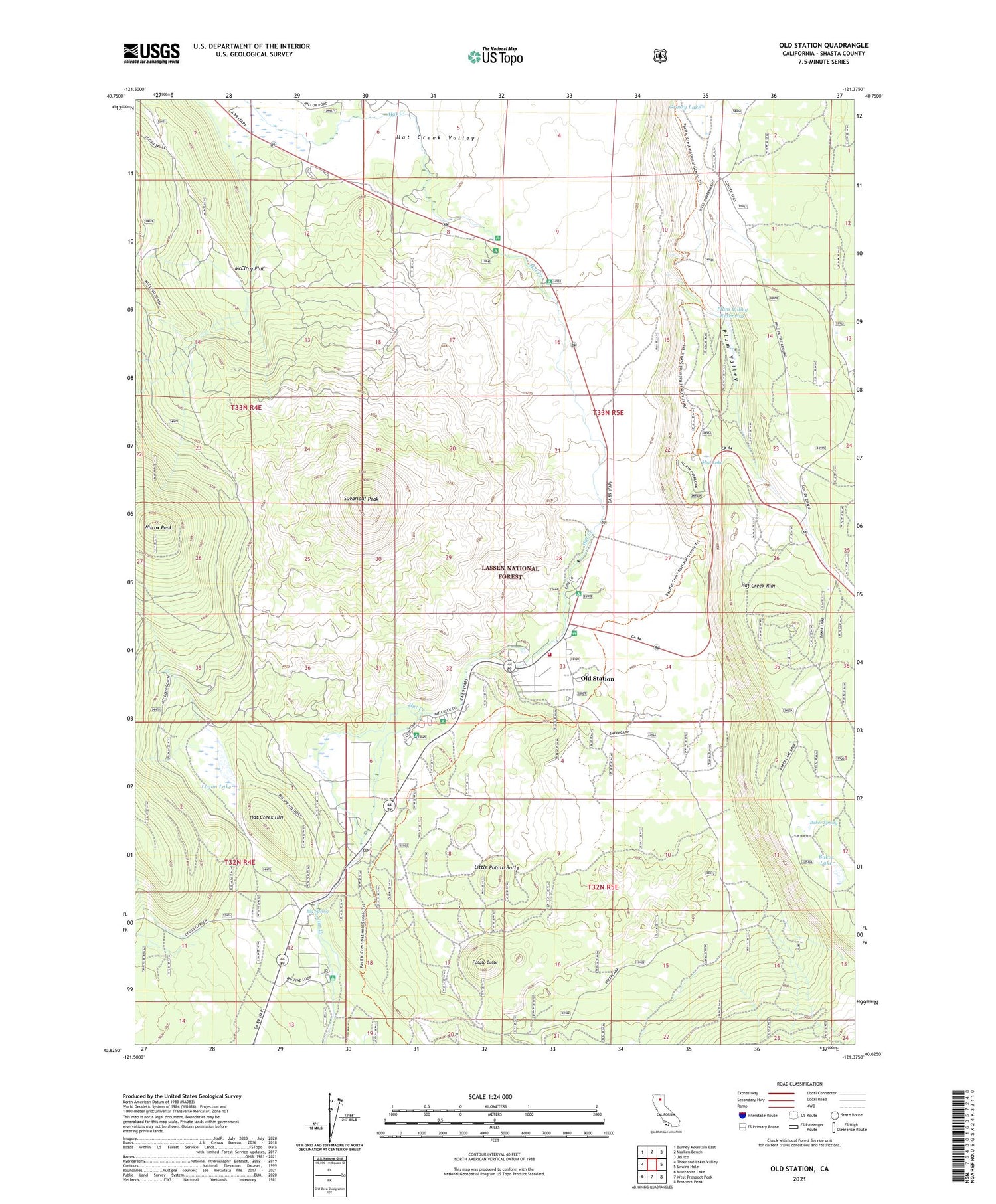 Old Station California US Topo Map Image