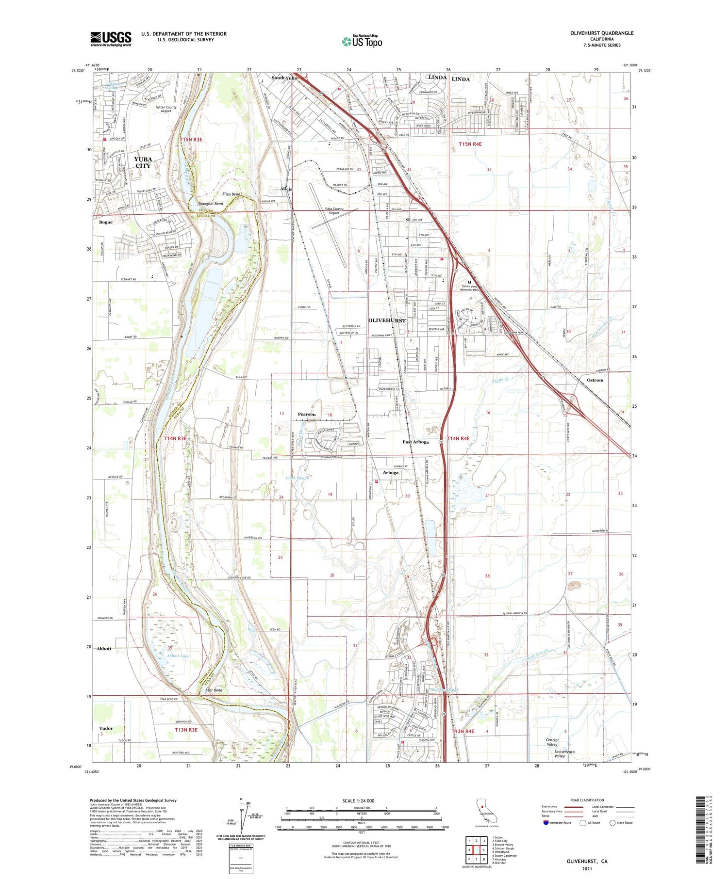 Olivehurst California US Topo Map Image