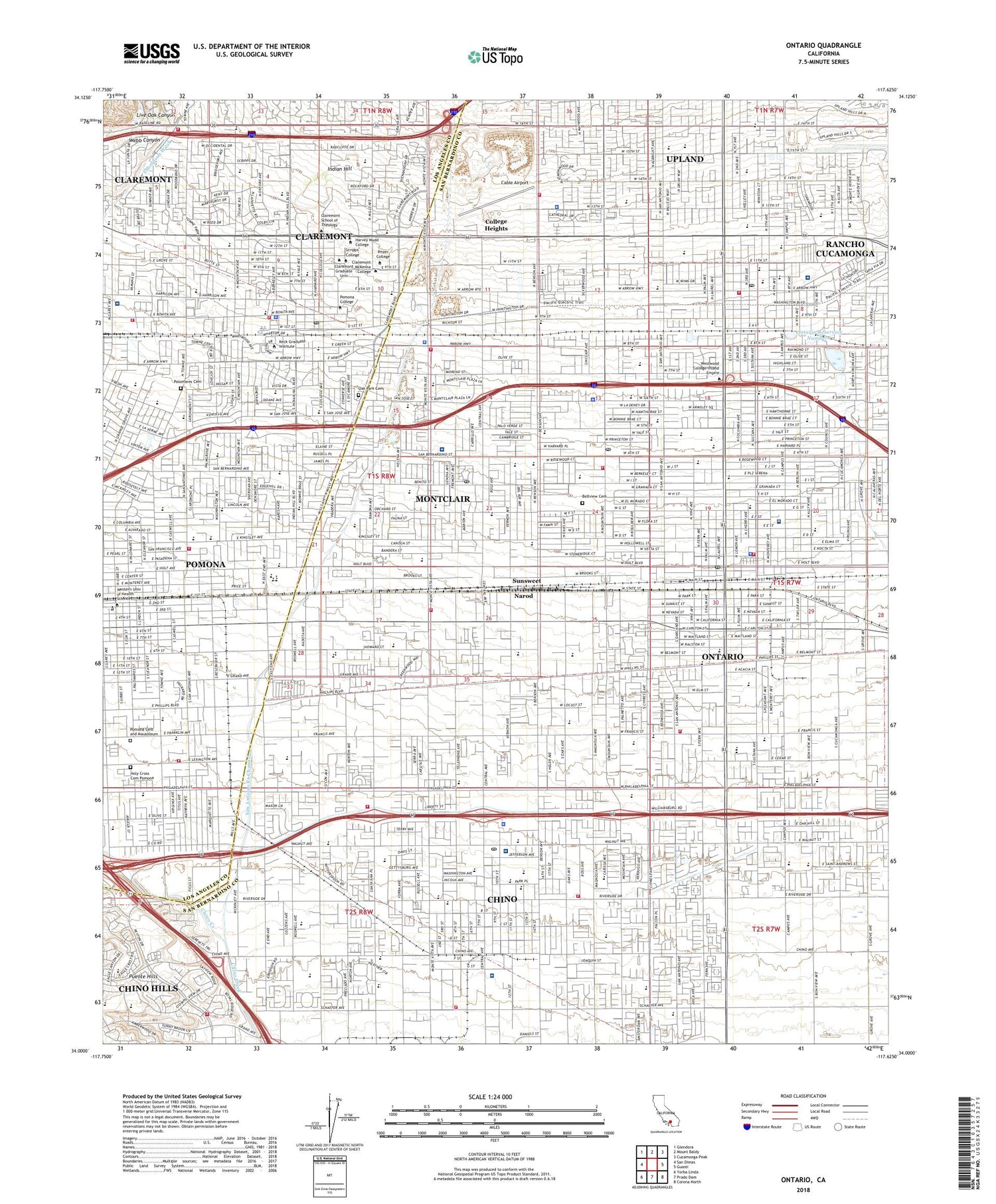Ontario California US Topo Map Image