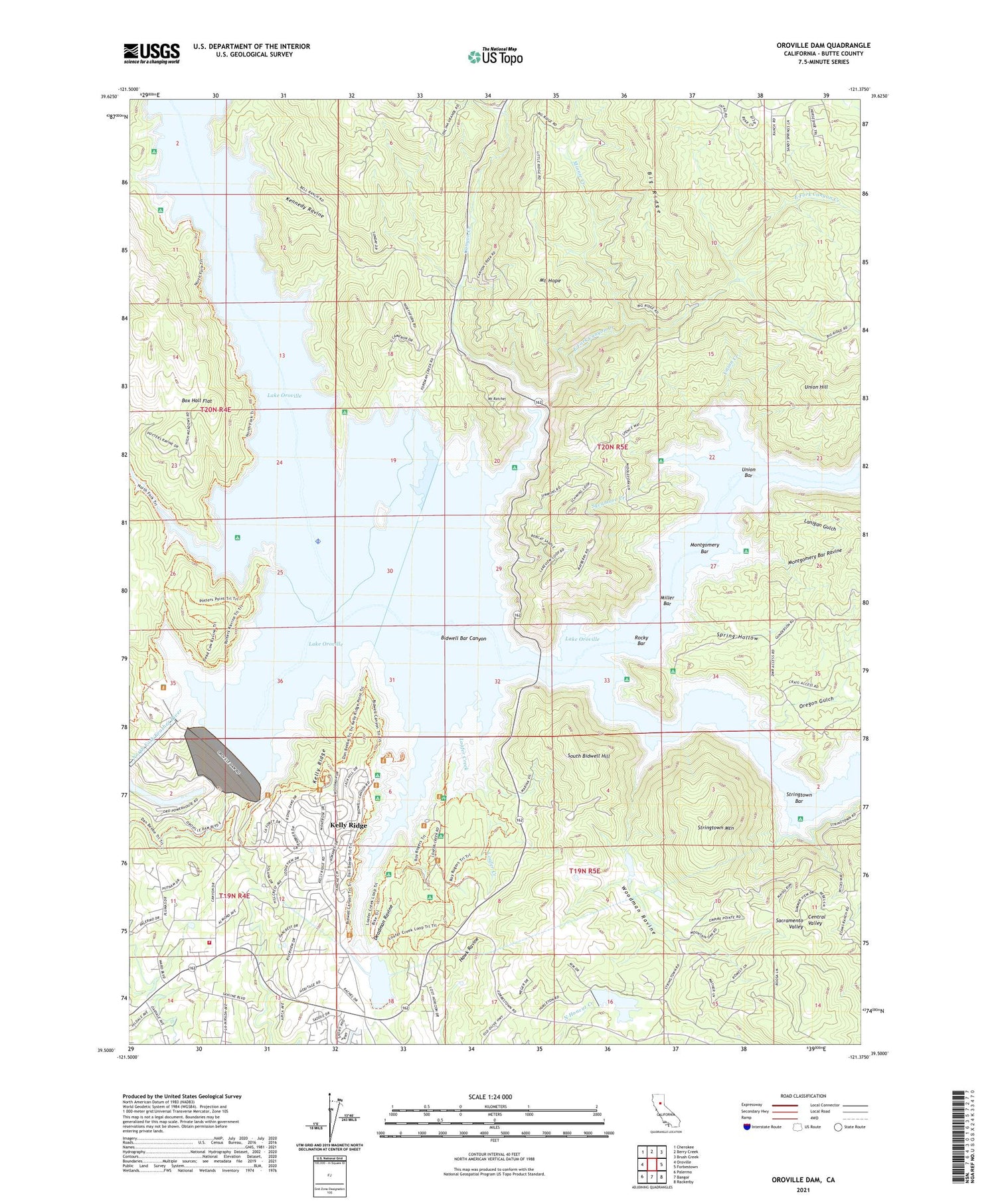 Oroville Dam California US Topo Map Image