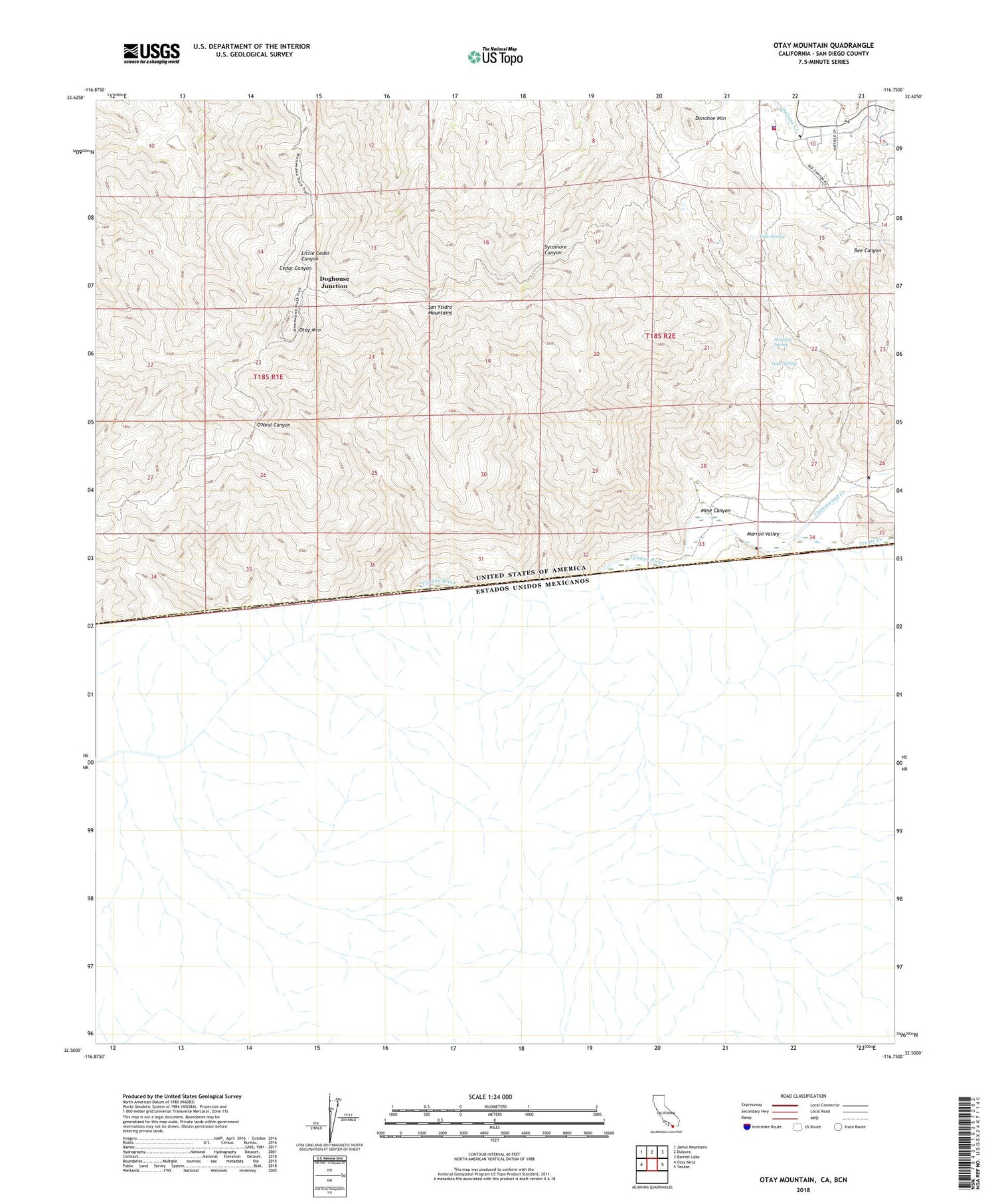 Otay Mountain California US Topo Map Image
