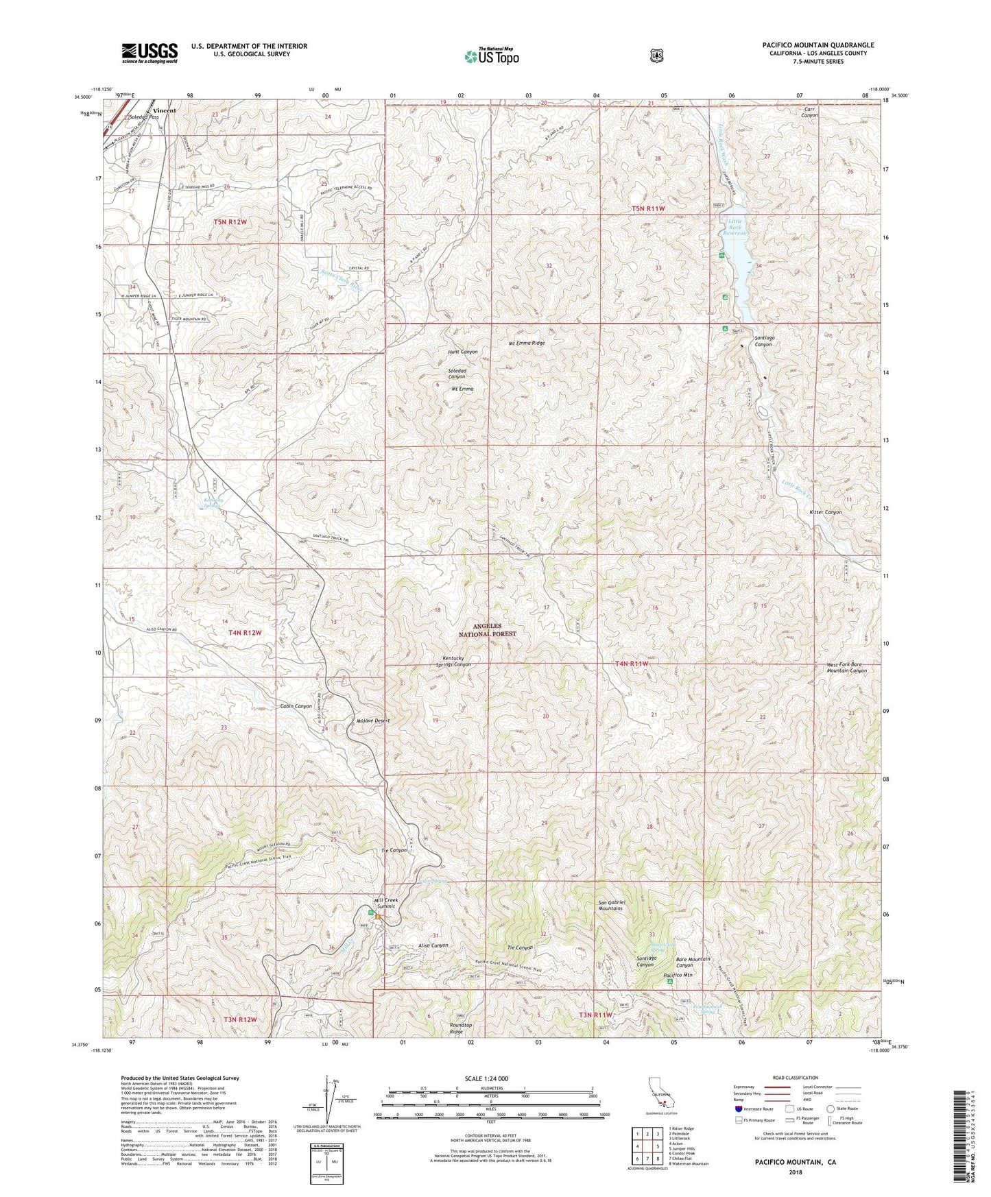 Pacifico Mountain California US Topo Map Image