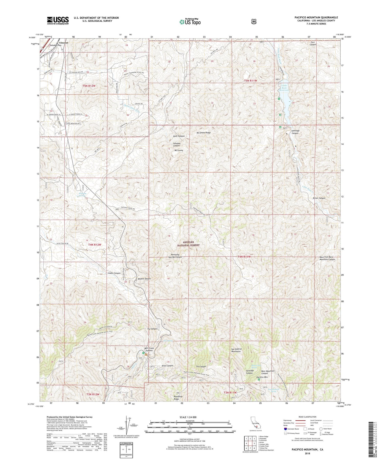 Pacifico Mountain California US Topo Map Image