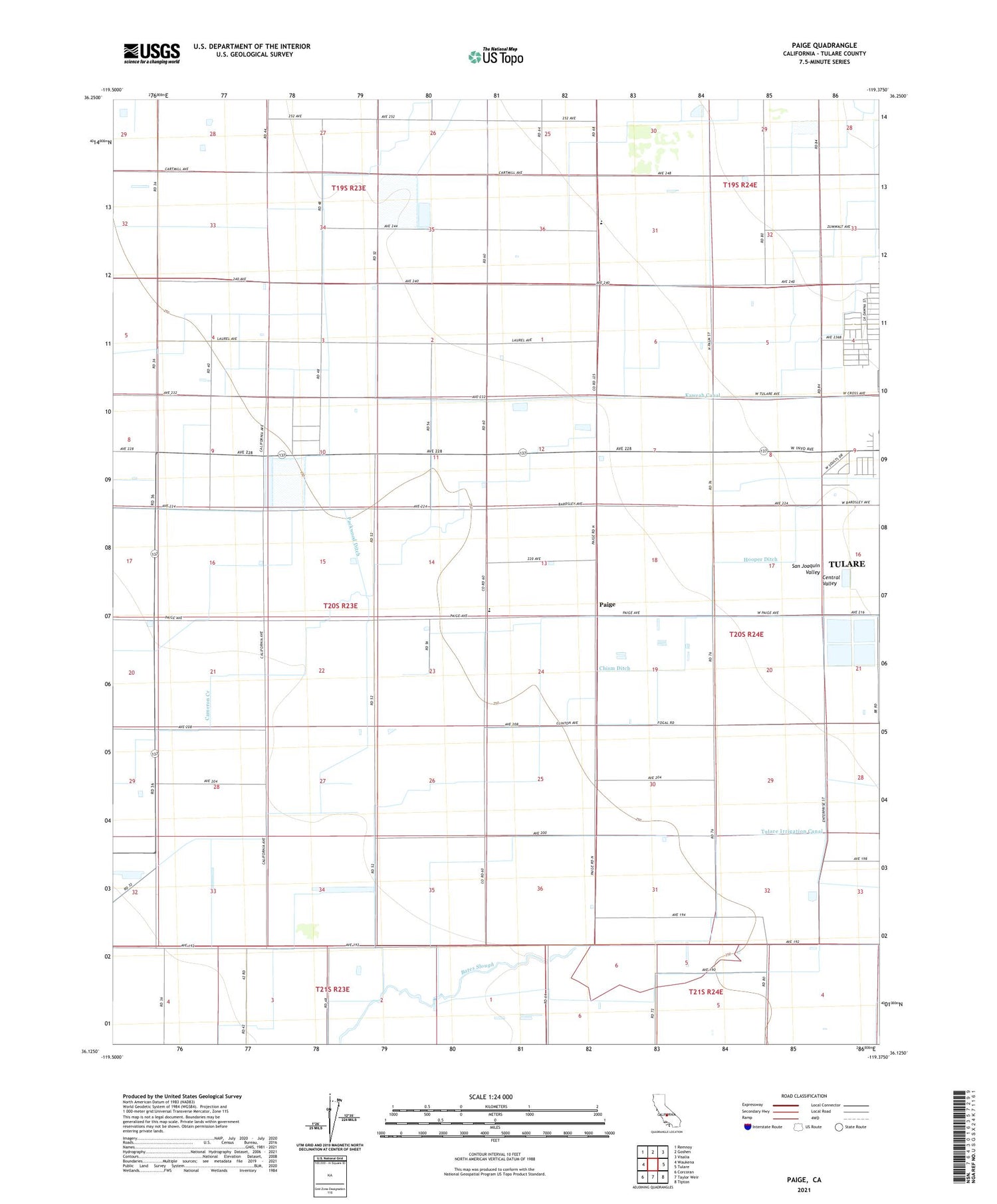 Paige California US Topo Map Image