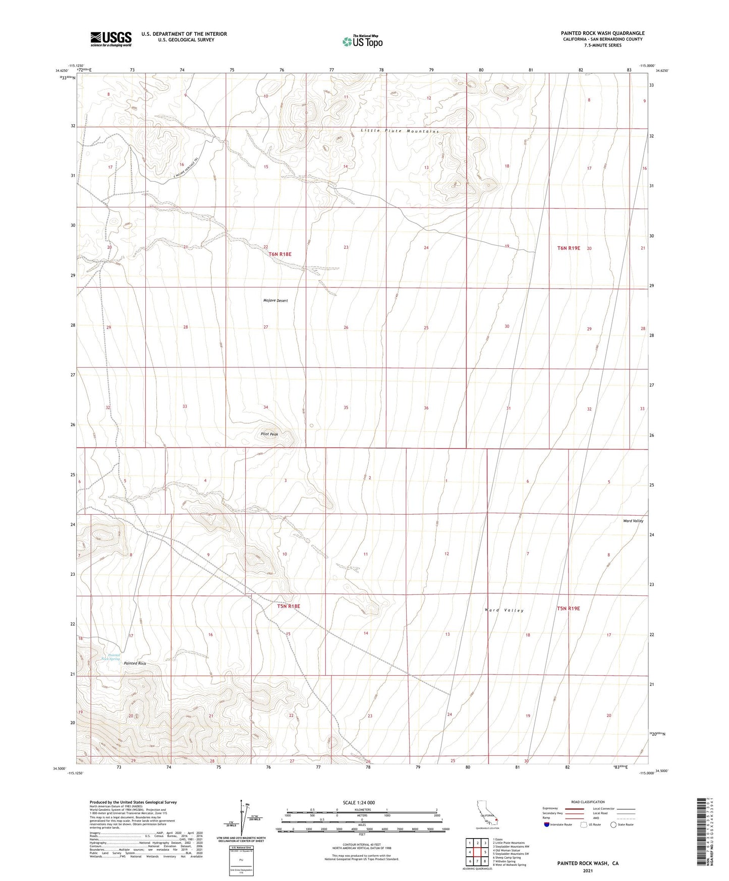 Painted Rock Wash California US Topo Map Image
