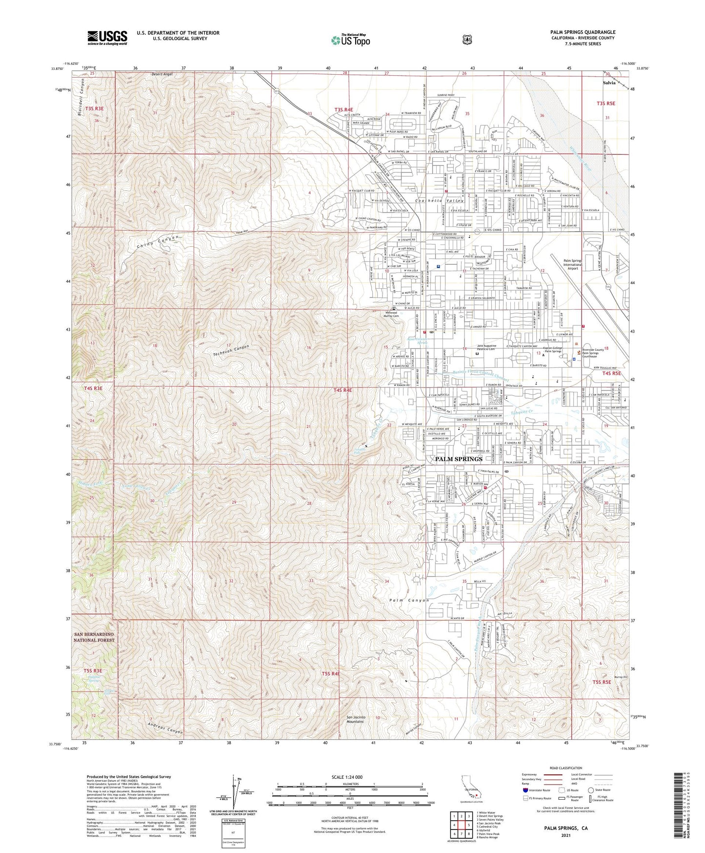 Palm Springs California US Topo Map Image